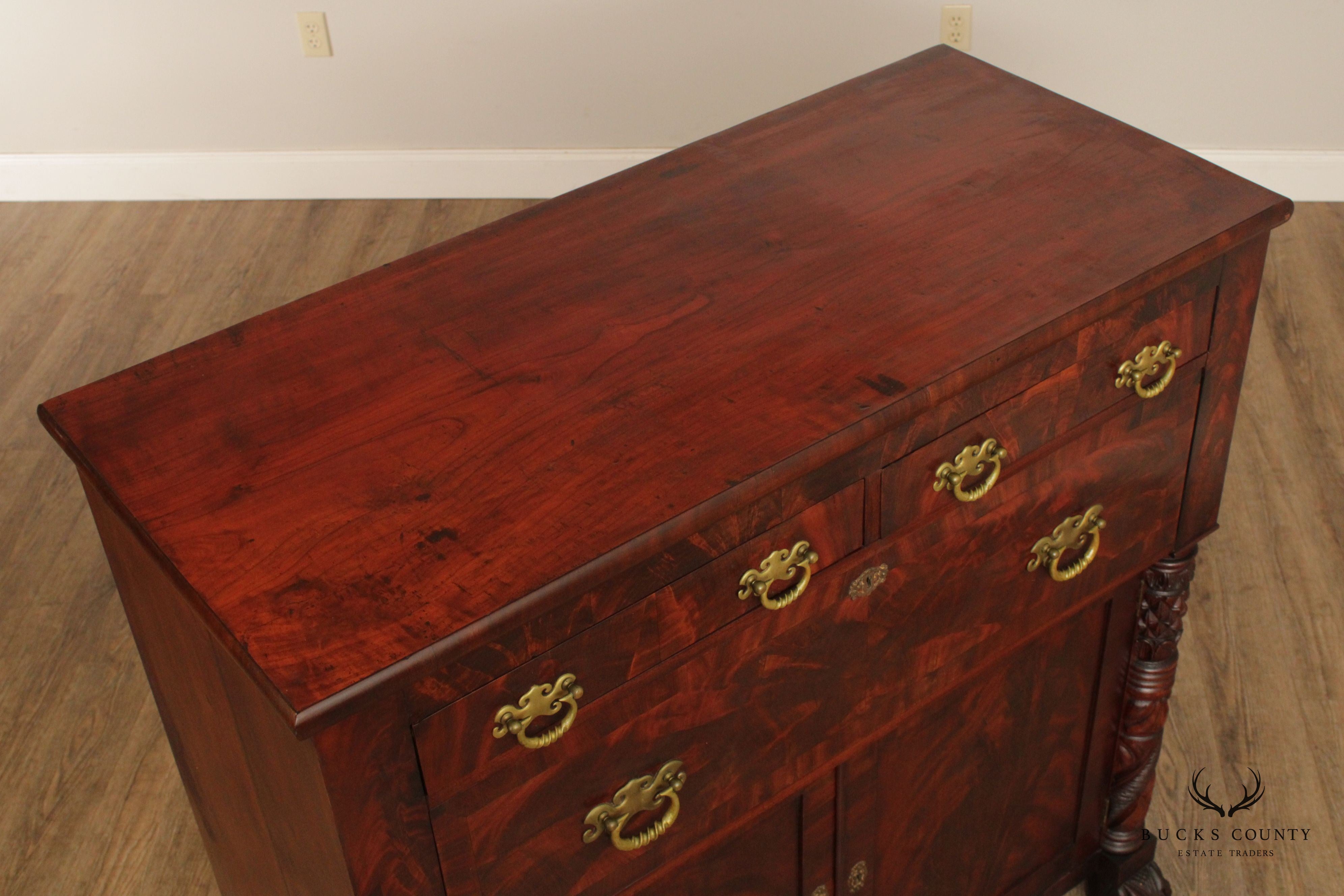 Antique 19th C. American Classical Flame Mahogany Cabinet