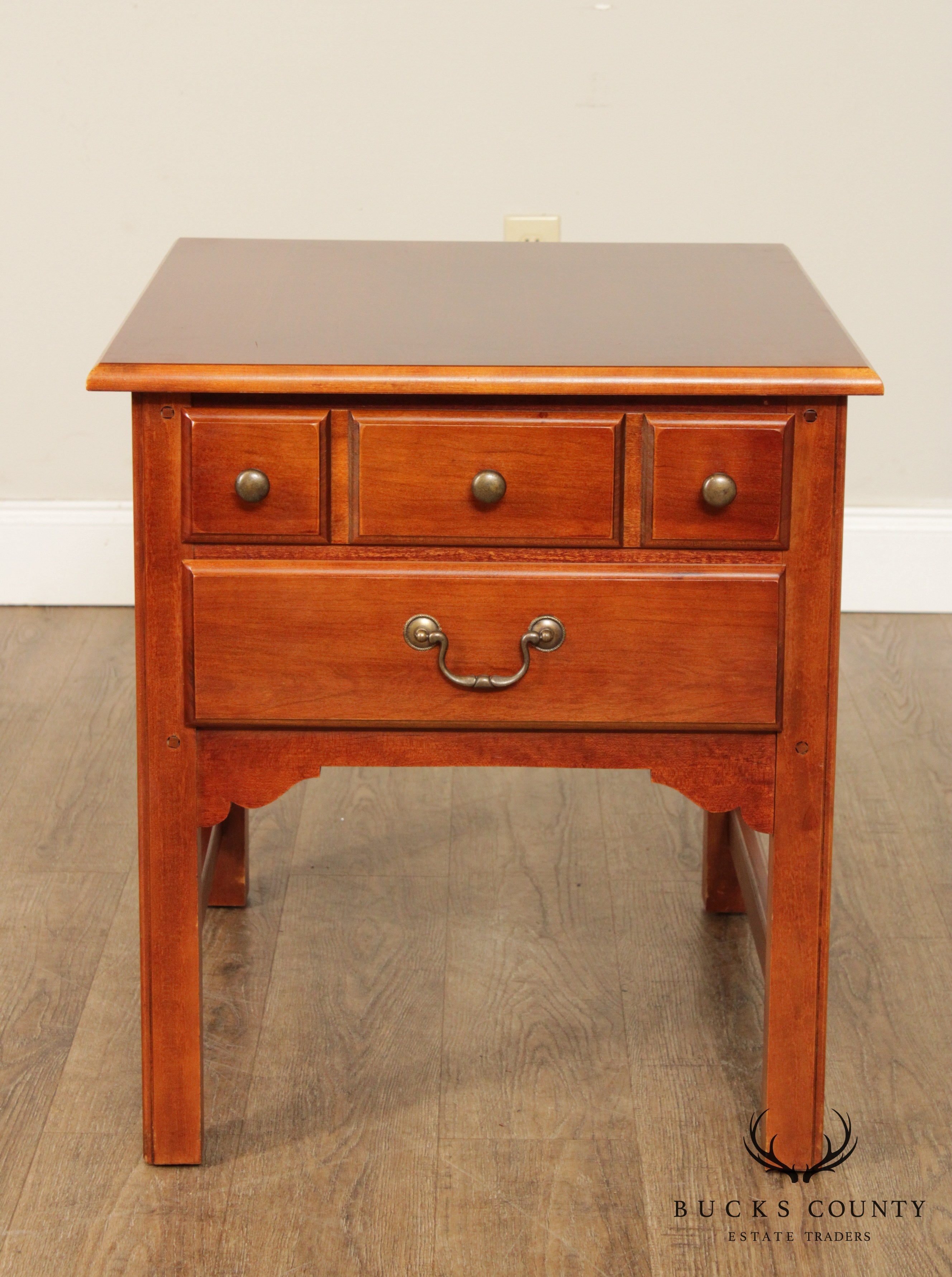 Riverside Handcrafted Pair Cherry 2 Drawer Side Tables