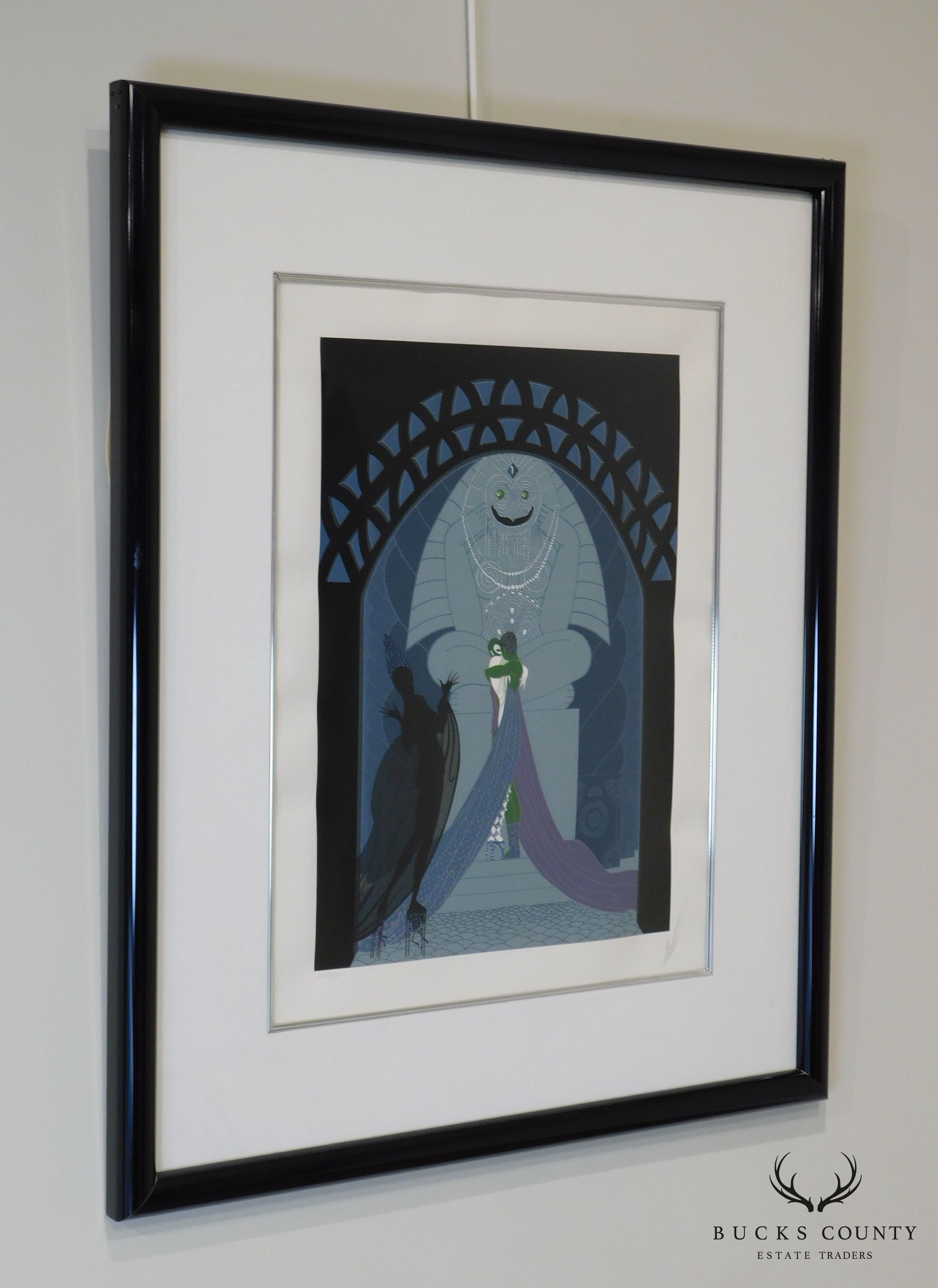 Erté "Lovers and Idol" Signed Framed Serigraph