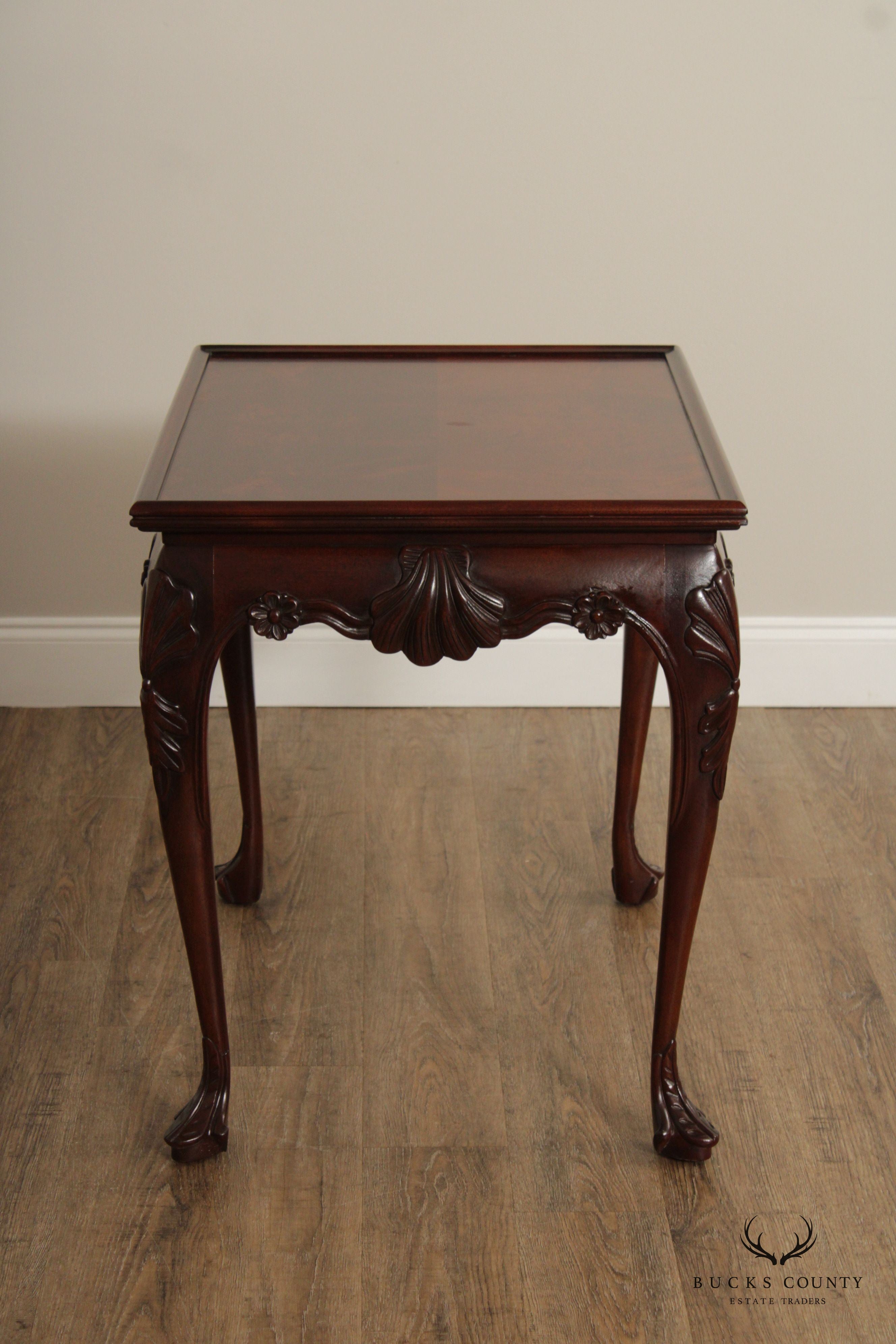 Baker Stately Homes Collection Irish Georgian Carved Mahogany Tea Table