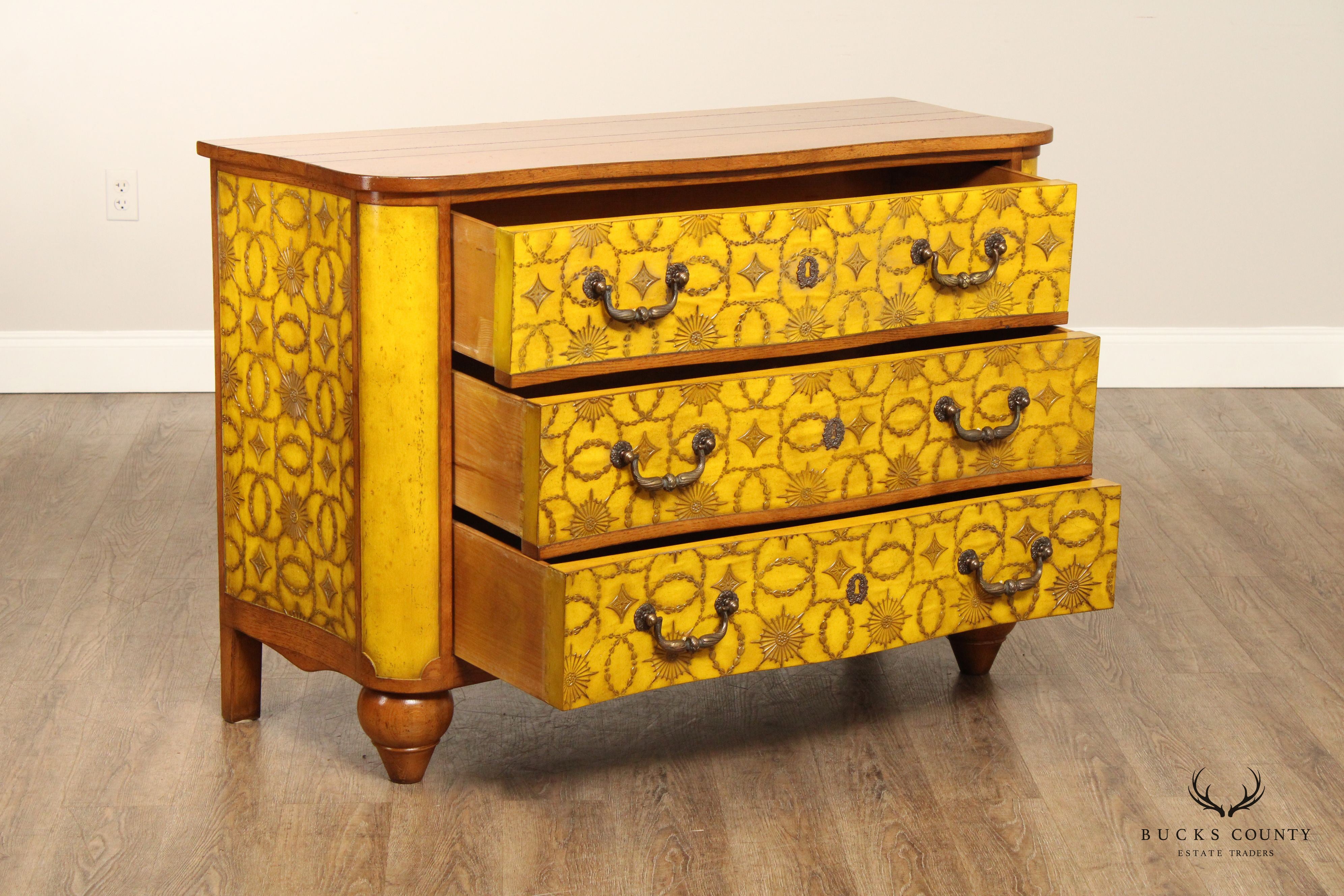 French Custom Lacquered Oak Three Drawer Dresser