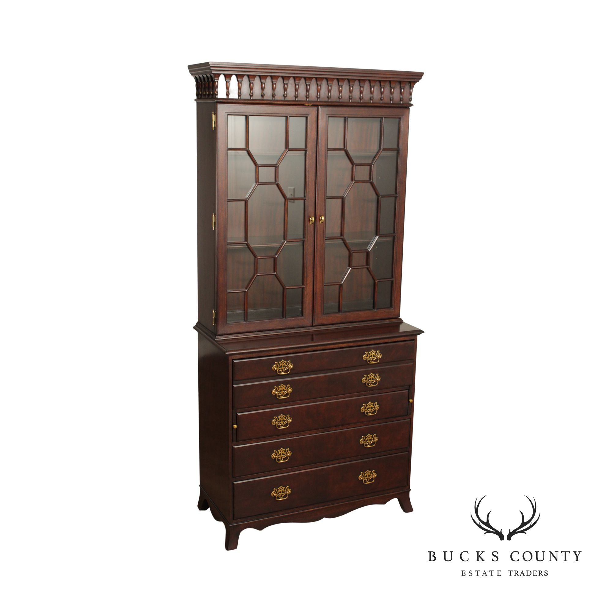 Hickory Chair Georgian Style Mahogany Bookcase Top Secretary Desk