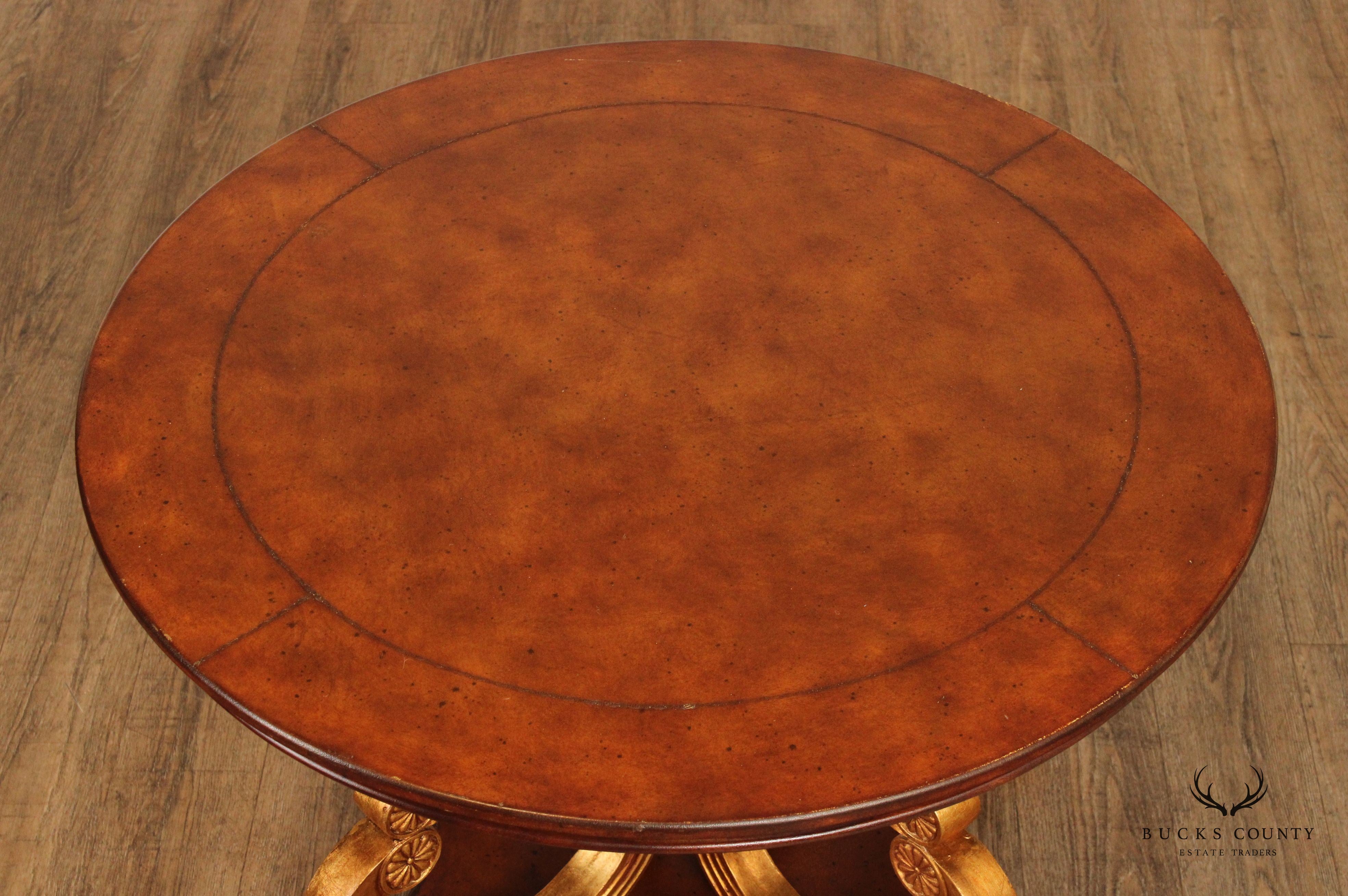 Empire Style Partial Gilt Pedestal Center Table