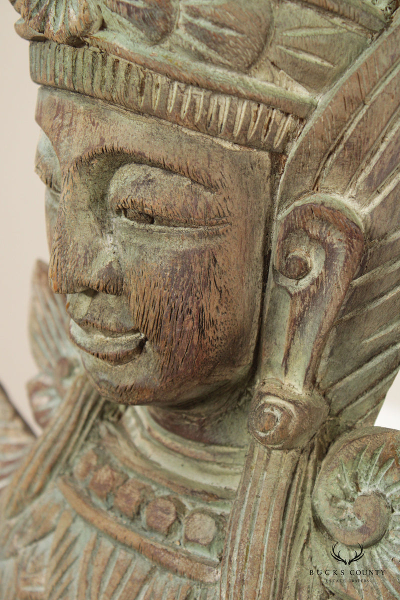Thai Style Wood Carved Life-Size Standing Goddess