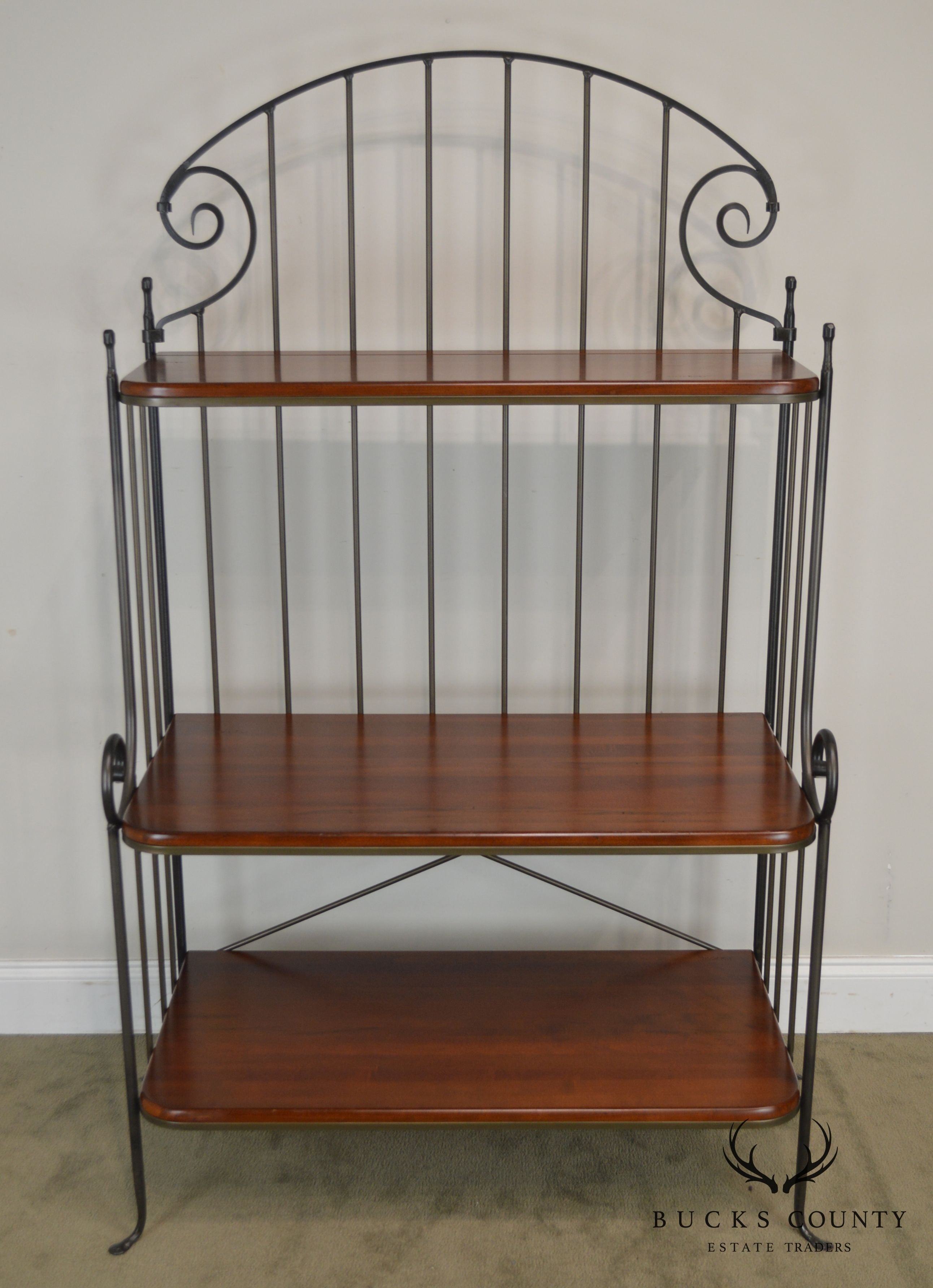 Charleston Forge Iron & Cherry Wood 3 Tier Bakers Rack