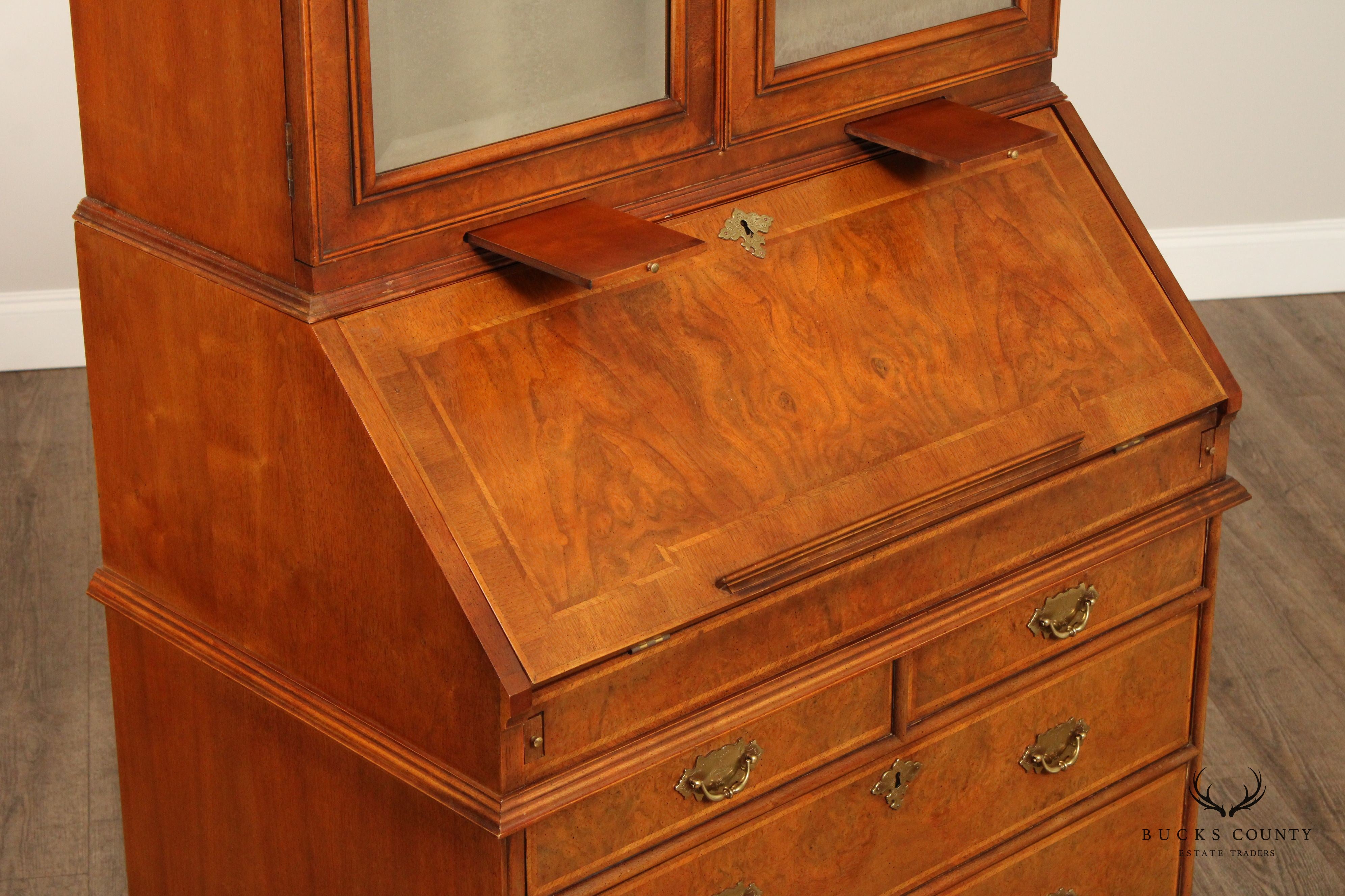 Century 'The British National Trust Collection'  Double Bonnet Walnut Secretary Desk