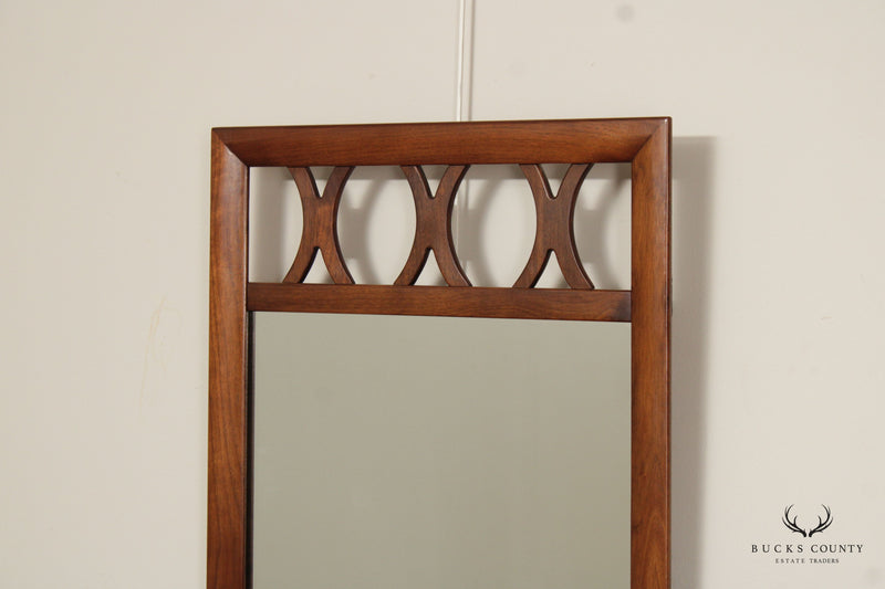 Mid Century Modern Pair of Walnut Frame Wall Mirrors