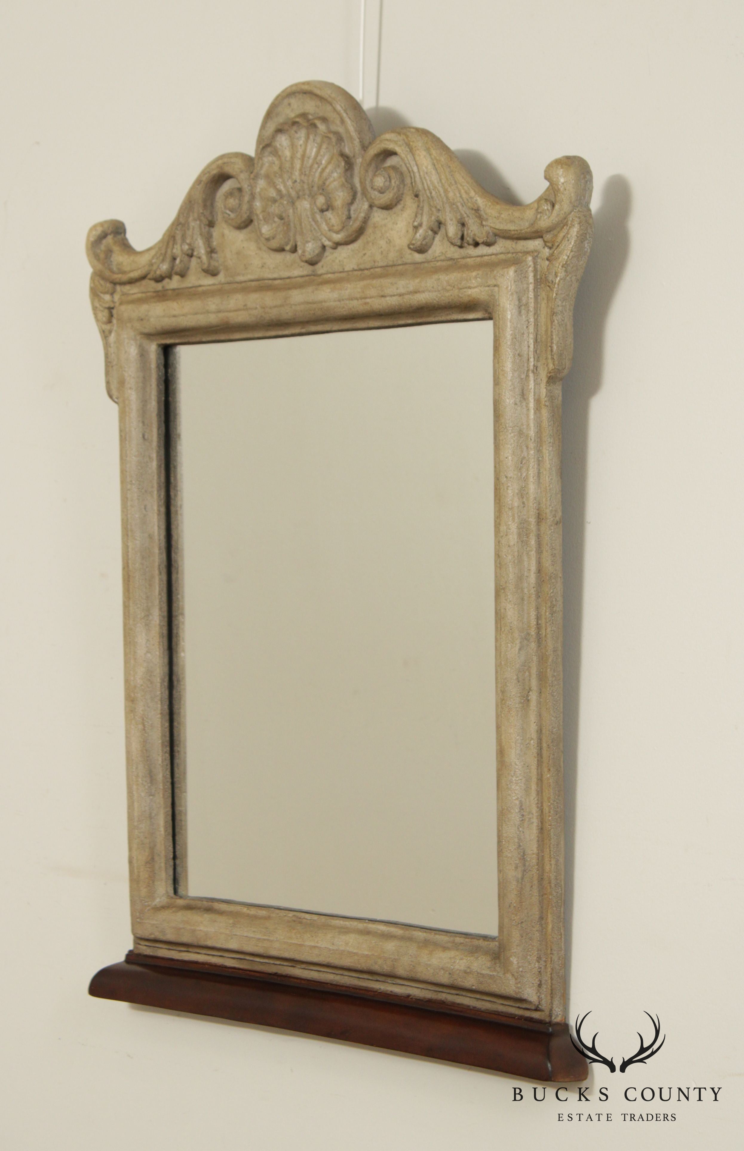 French Louis XV Style Faux Stone Wall Mirror (B)