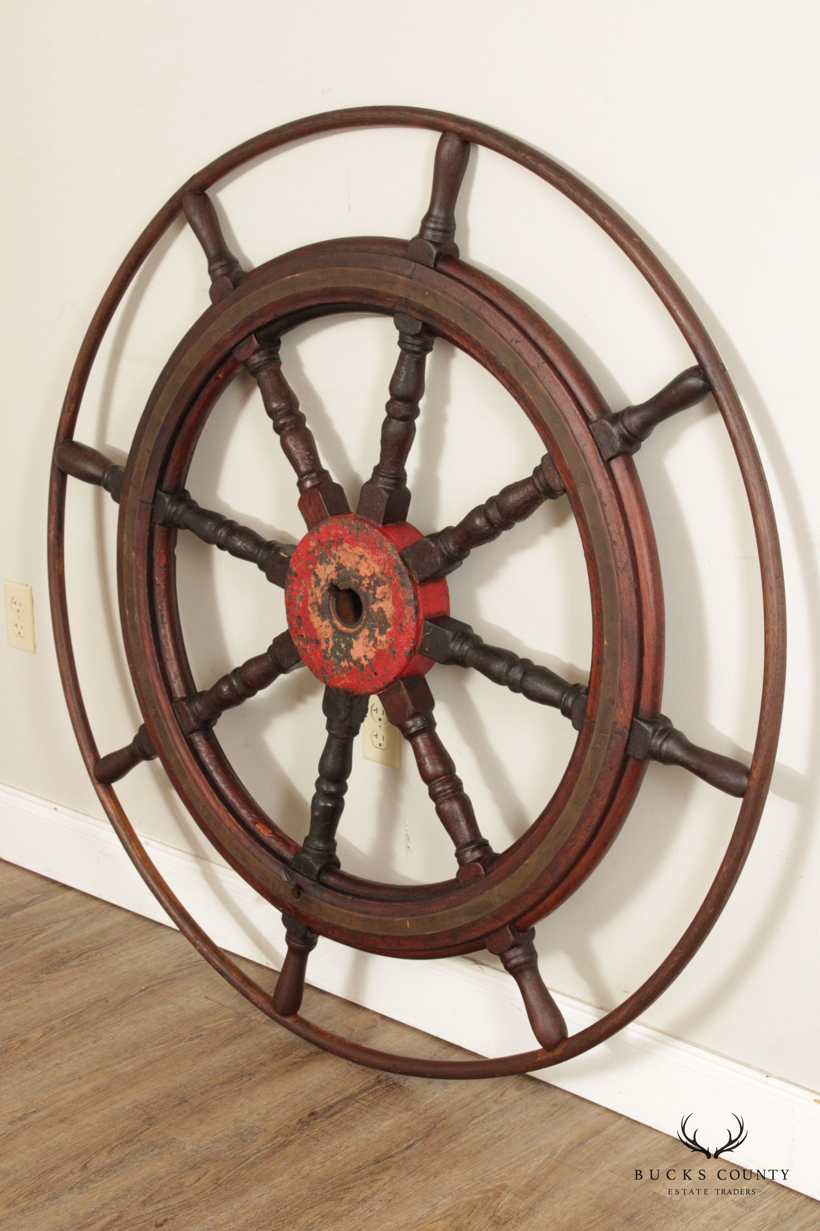 Antique Nautical 52 Inch Wooden Ships Wheel