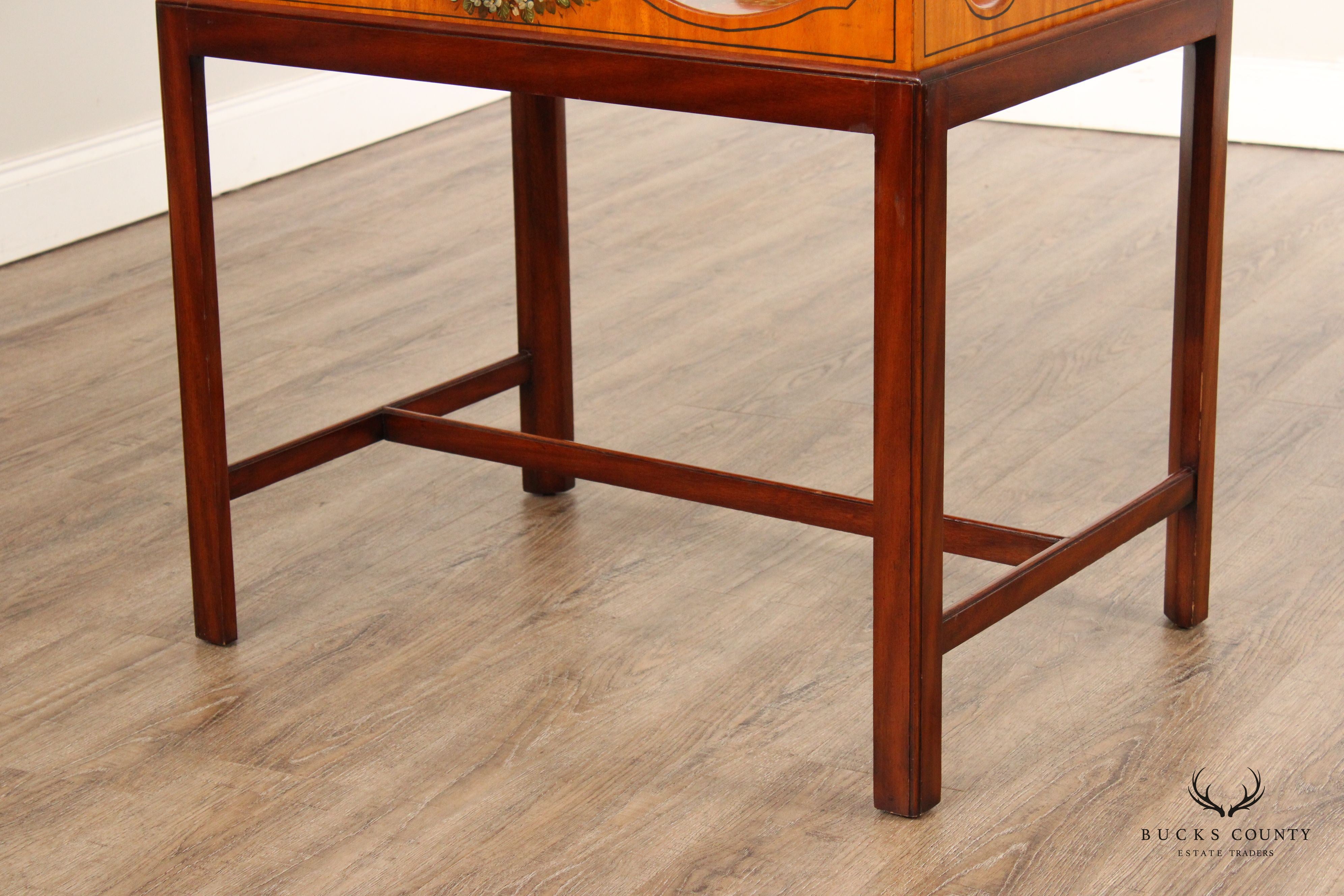 Edwardian Style Hand Painted Satinwood Tray Table