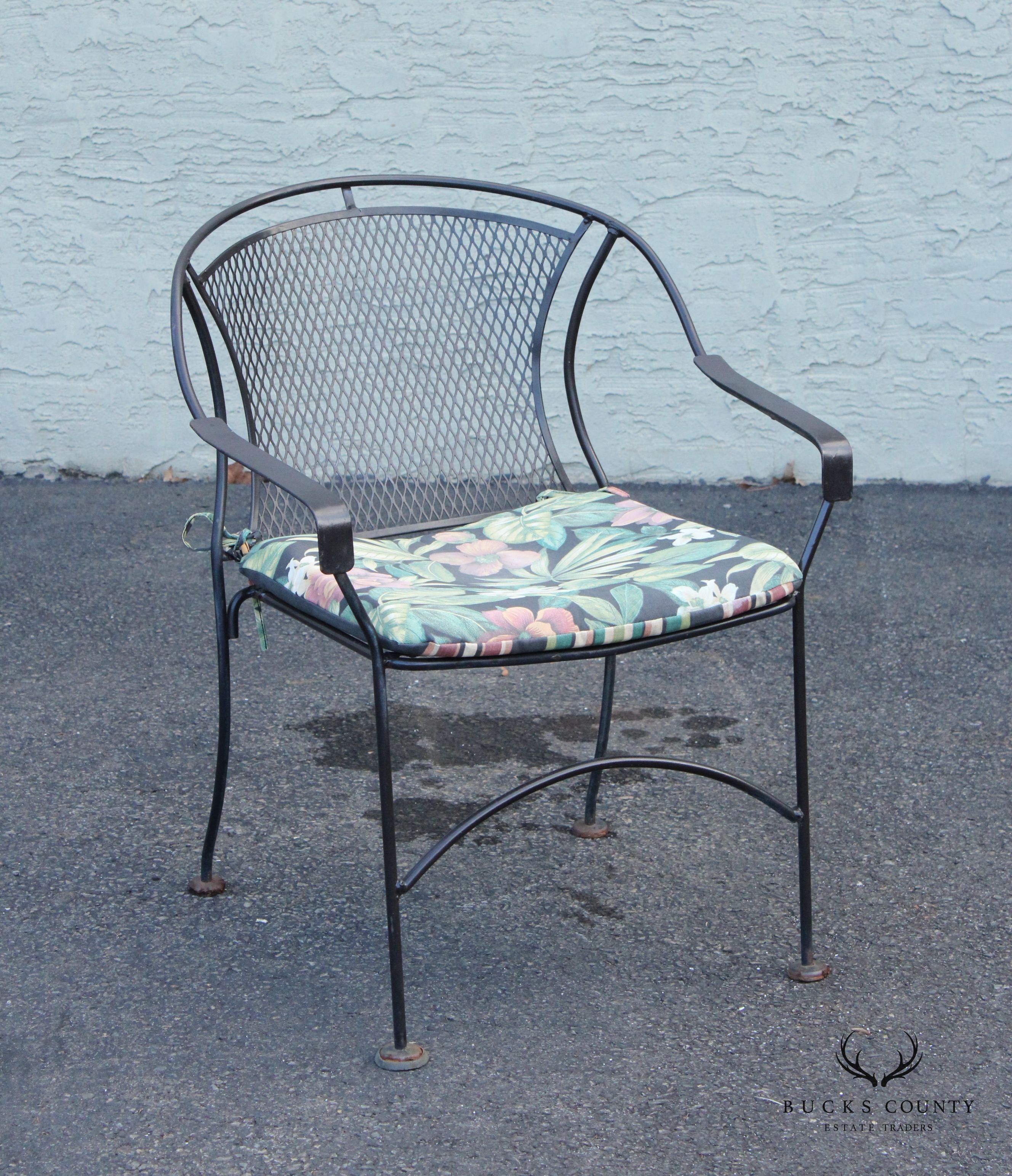 Vintage Set of Four Wrought Iron Patio Dining Chairs