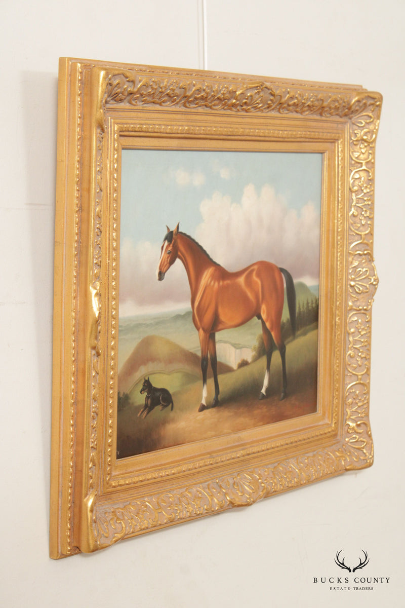 Vintage Equestrian Horse in Landscape Oil on Canvas, Signed 'P. English'