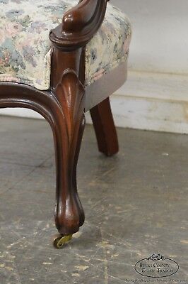 Victorian Revival Style Mahogany Cameo Back Parlor Arm Chair