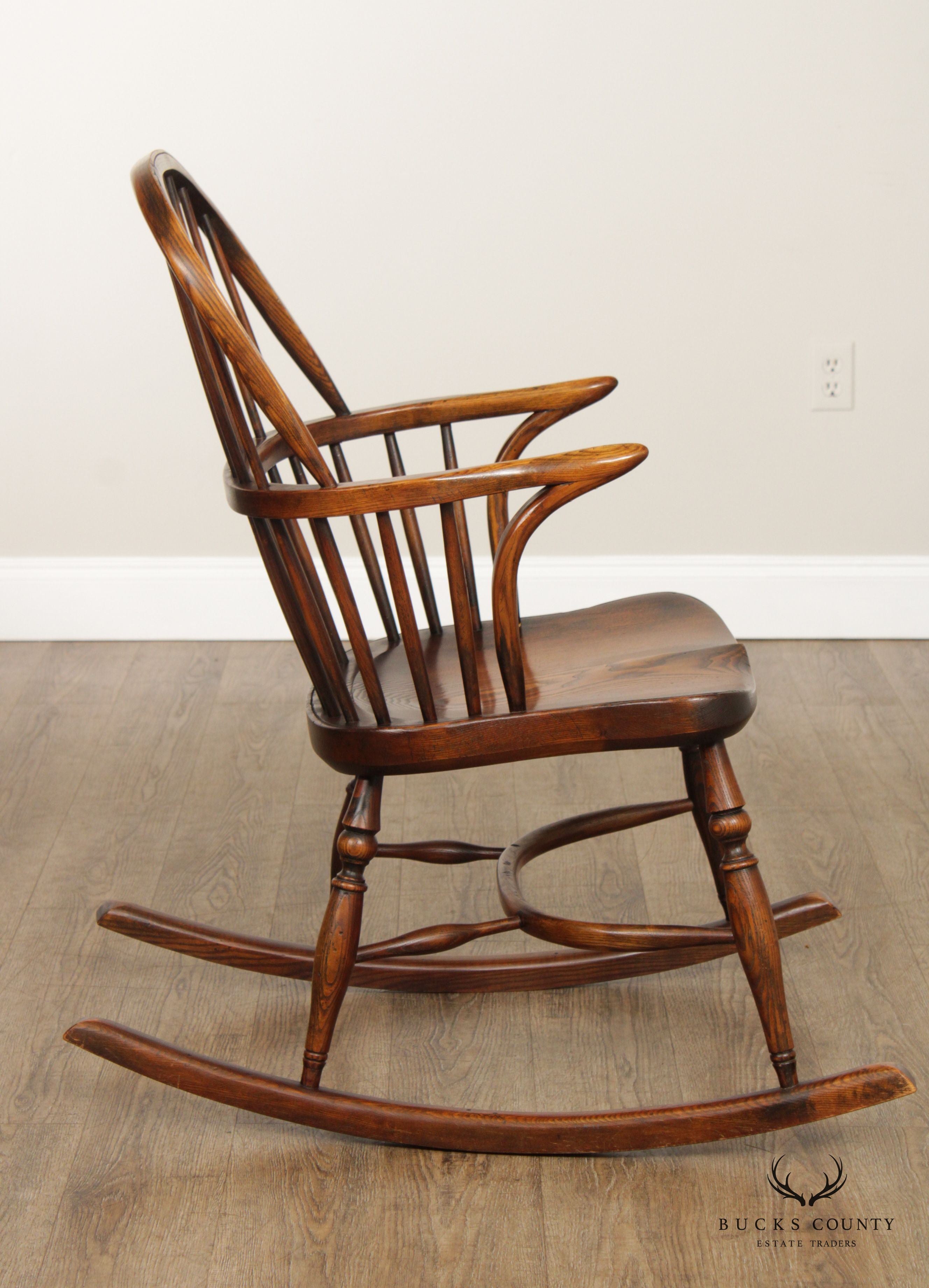 English Yew Wood Sack Back Windsor Rocker