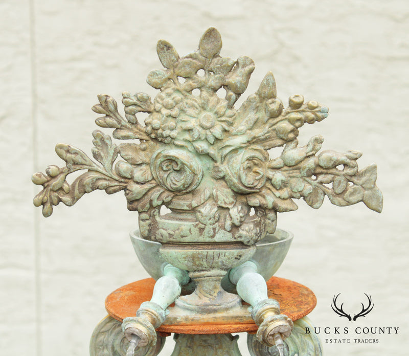 Italian Renaissance Style Cast Stone & Bronze Garden Fountain