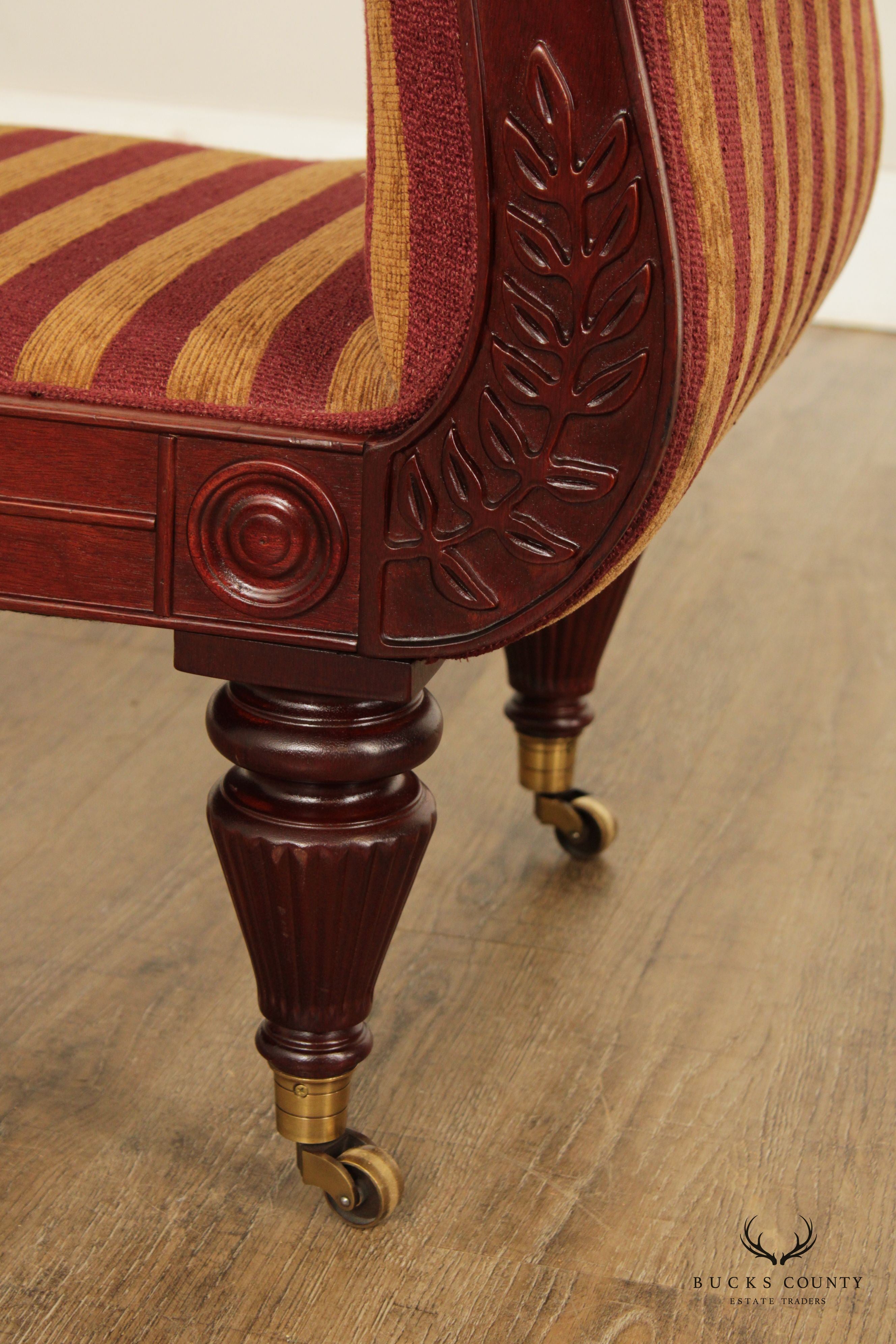 William IV Style Carved Mahogany Window Bench