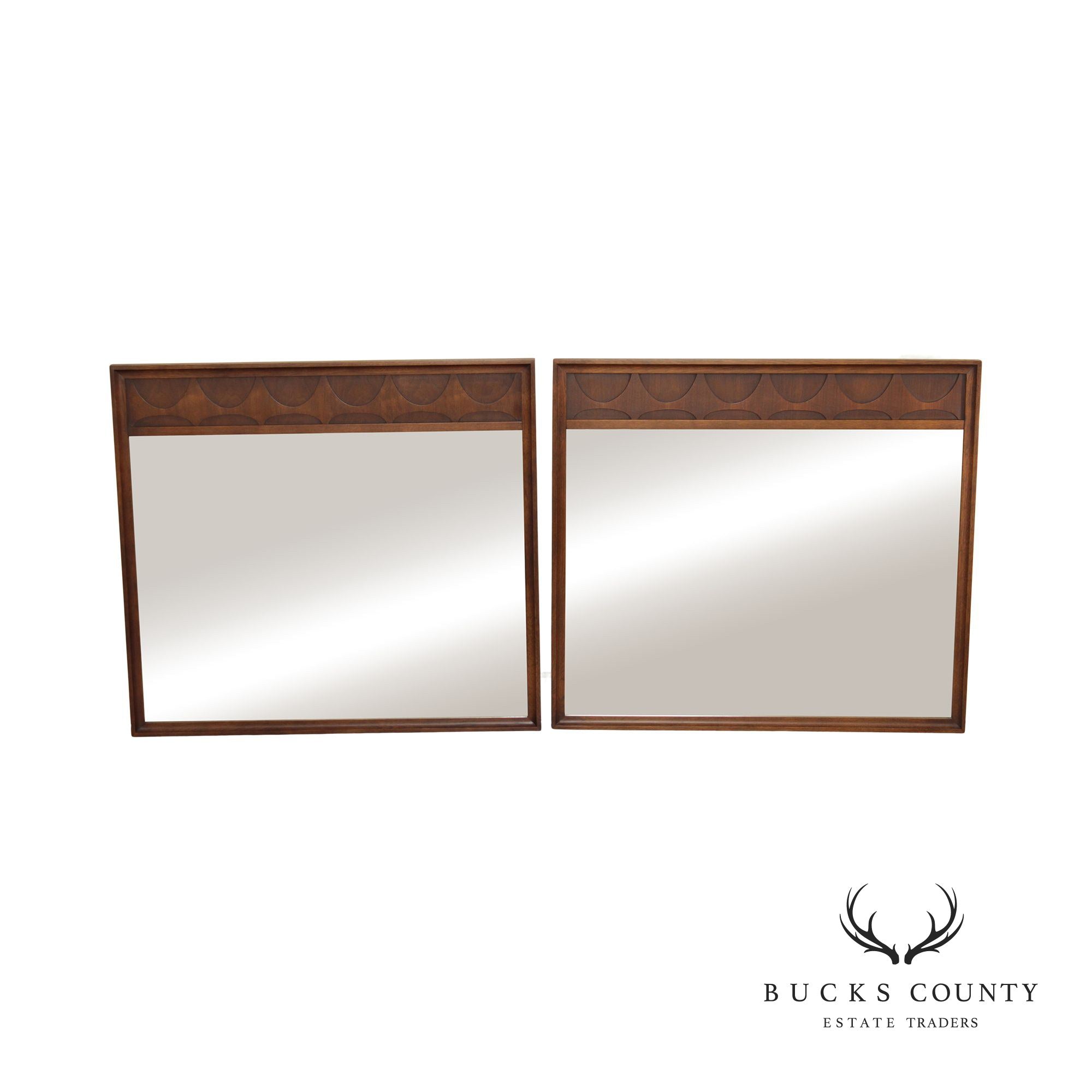 Broyhill Brasilia Mid Century Modern Pair Walnut Wall Mirrors