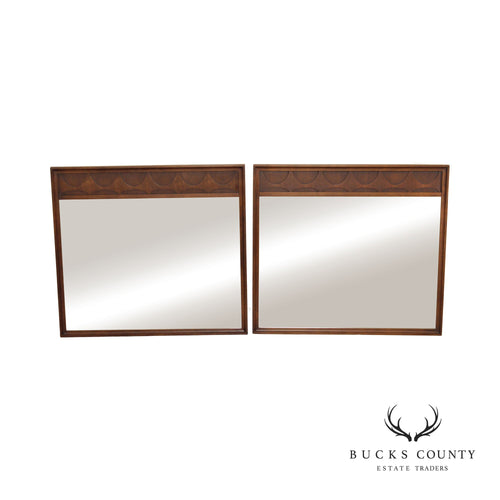 Broyhill Brasilia Mid Century Modern Pair Walnut Wall Mirrors