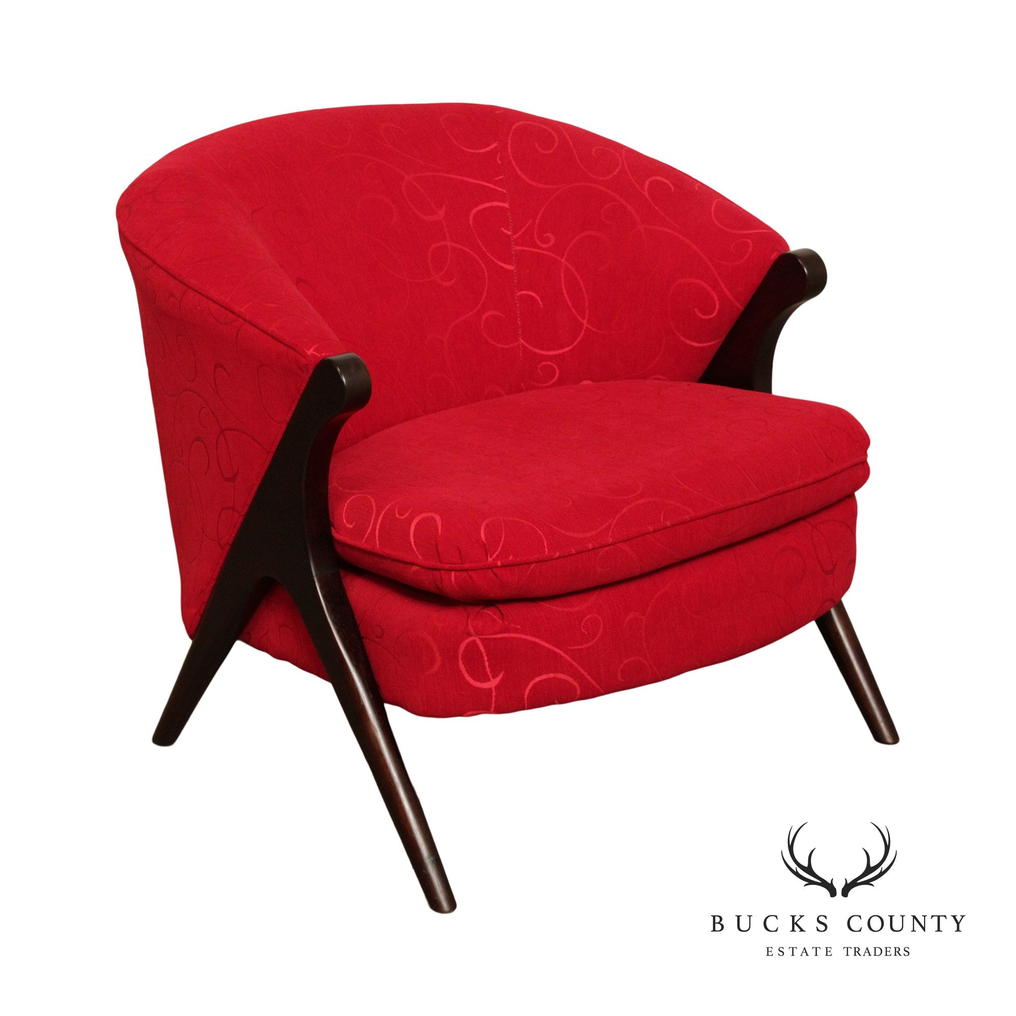 Modern Style Custom Upholstered Red Club Chair