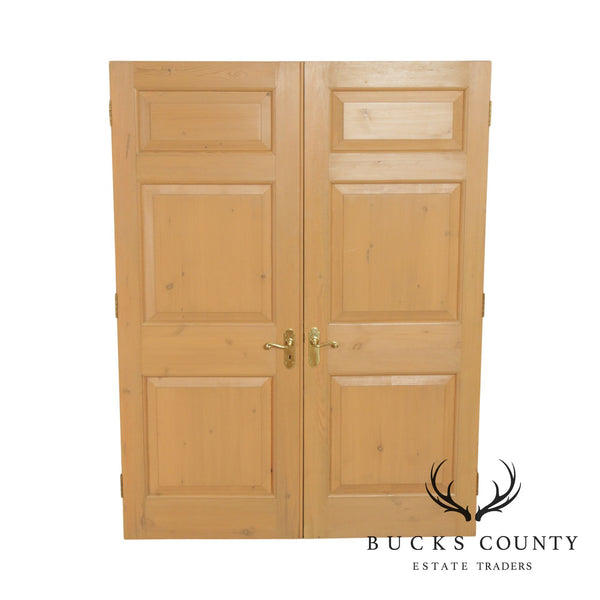 Quality Pair Large Pine Raised Panel French Doors