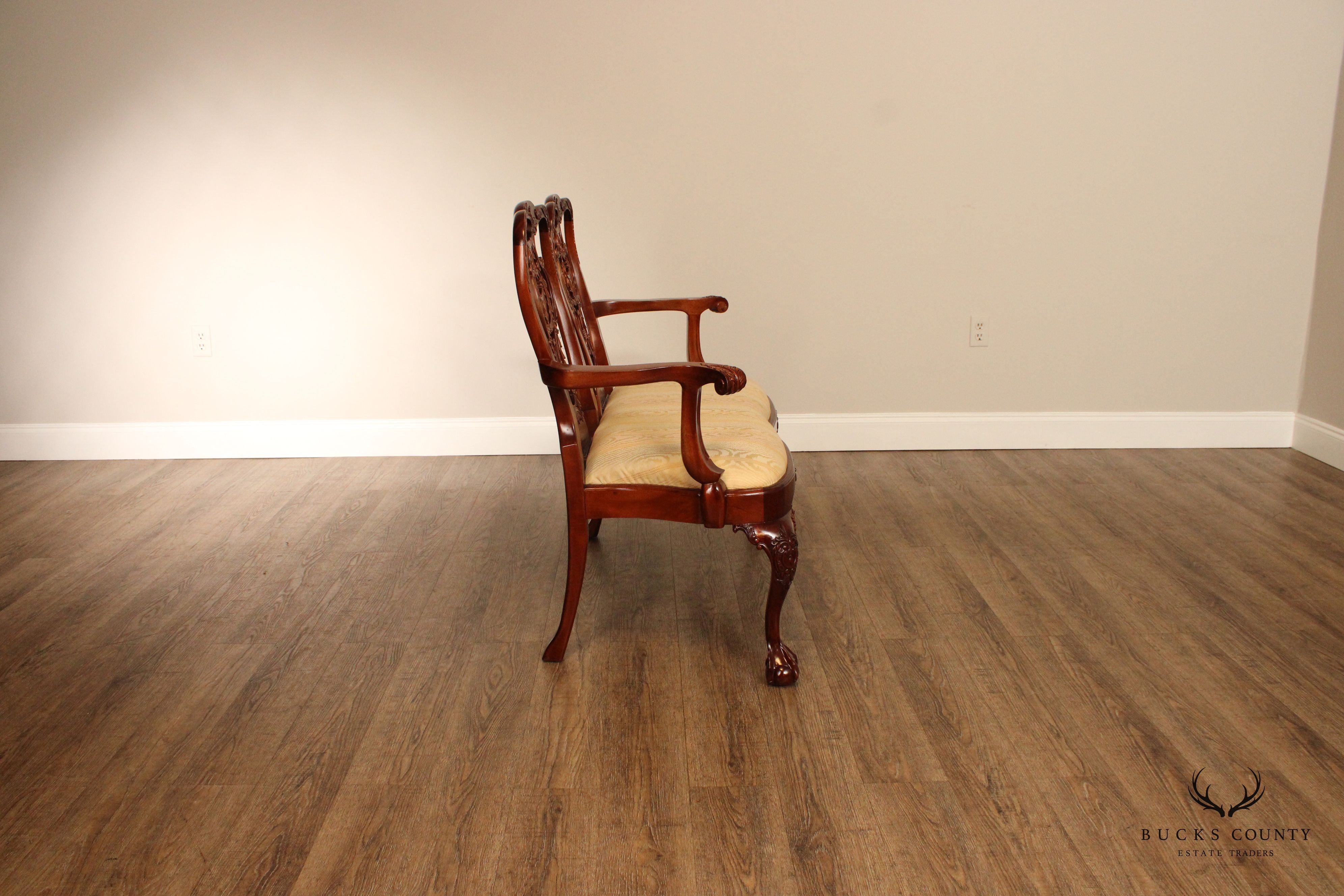 Chippendale Style Carved Mahogany Settee