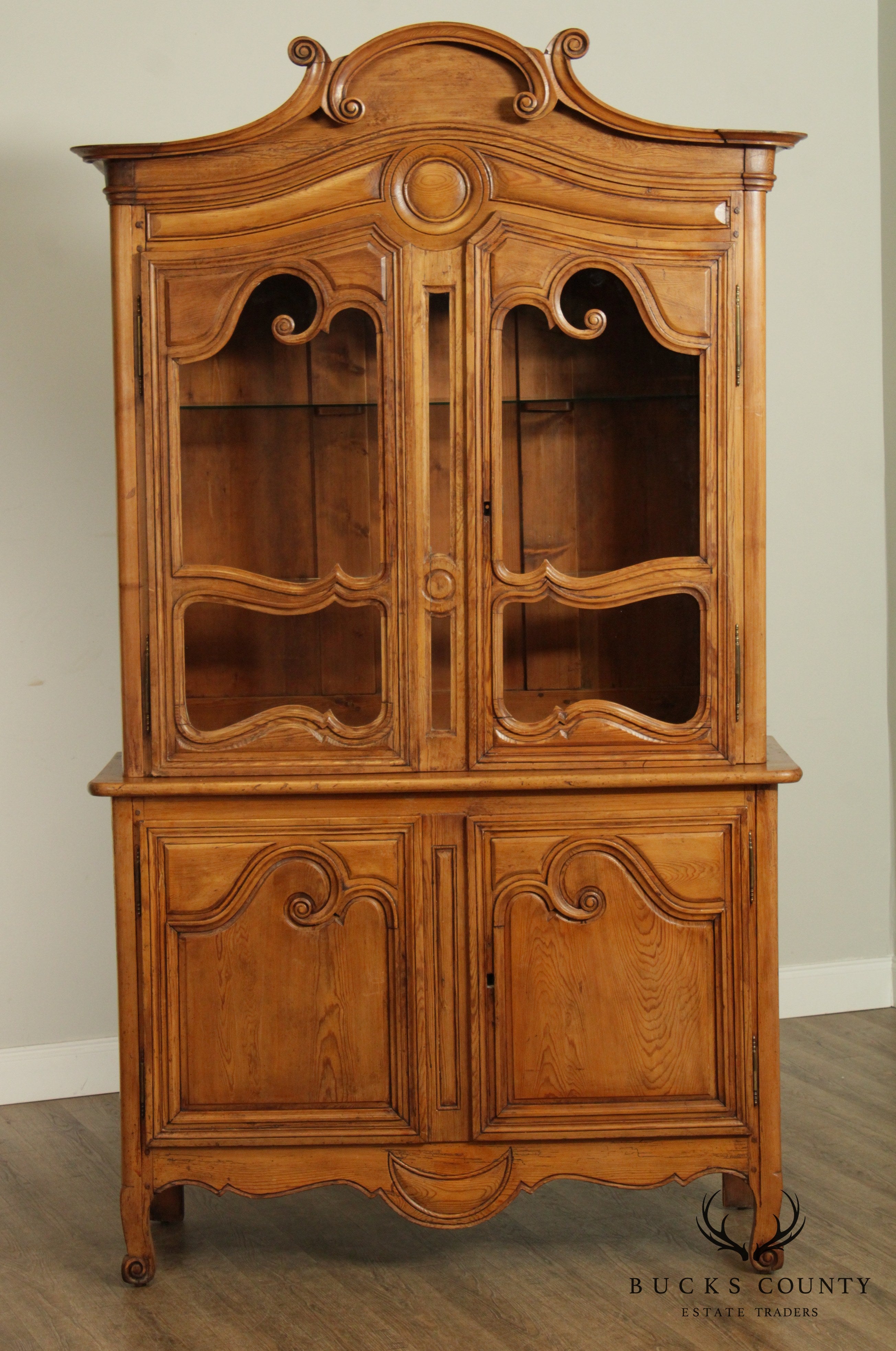 Antique 19th Century French Buffet Deux Corps Pine Cabinet