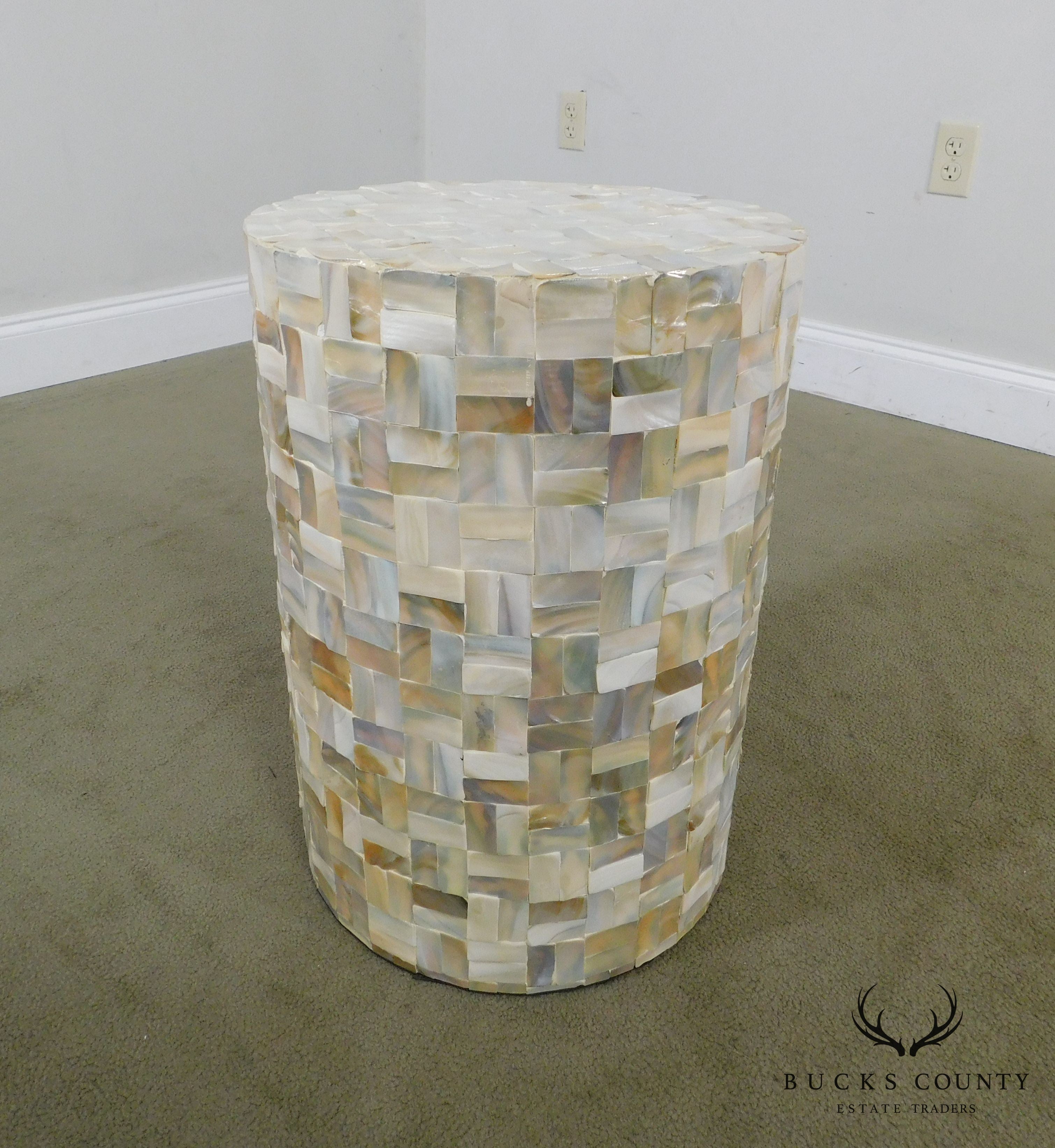 Mother of Pearl Mosiac Cylinder Pedestal