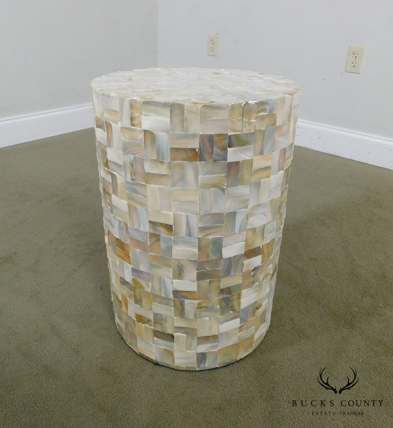 Mother of Pearl Mosiac Cylinder Pedestal