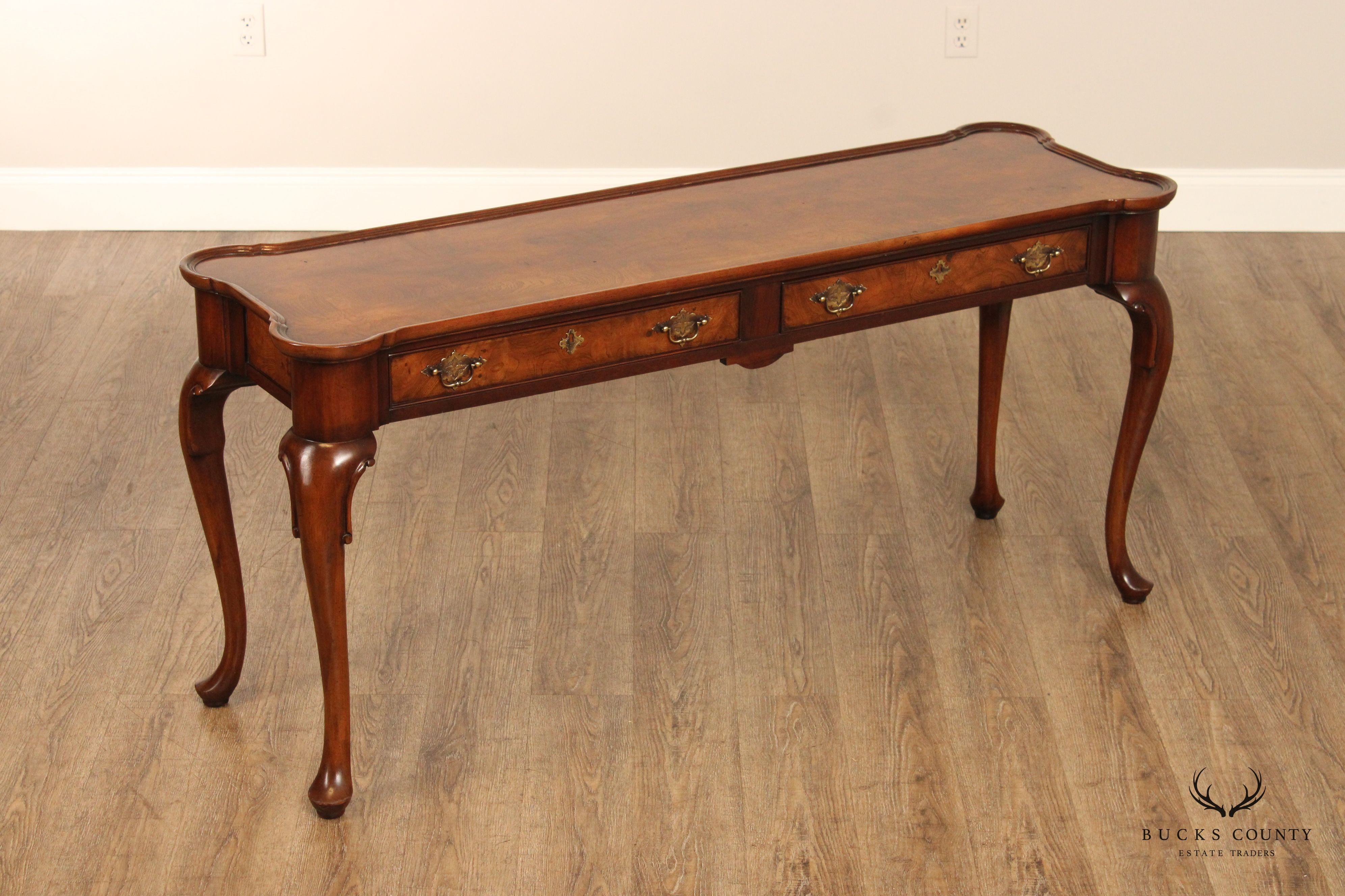 Hekman Queen Anne Style Walnut Console or Sofa Table