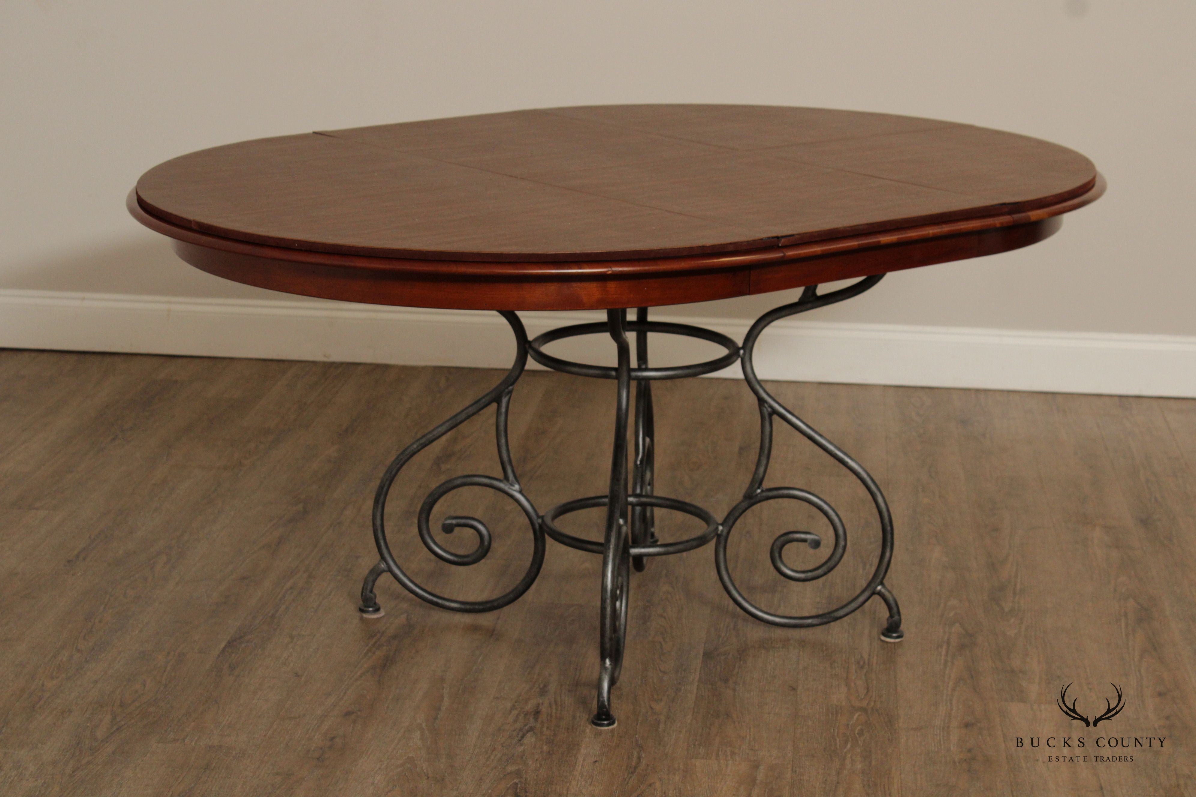 Ethan Allen 'Maison' Expandable Round Top Cherry Dining Table