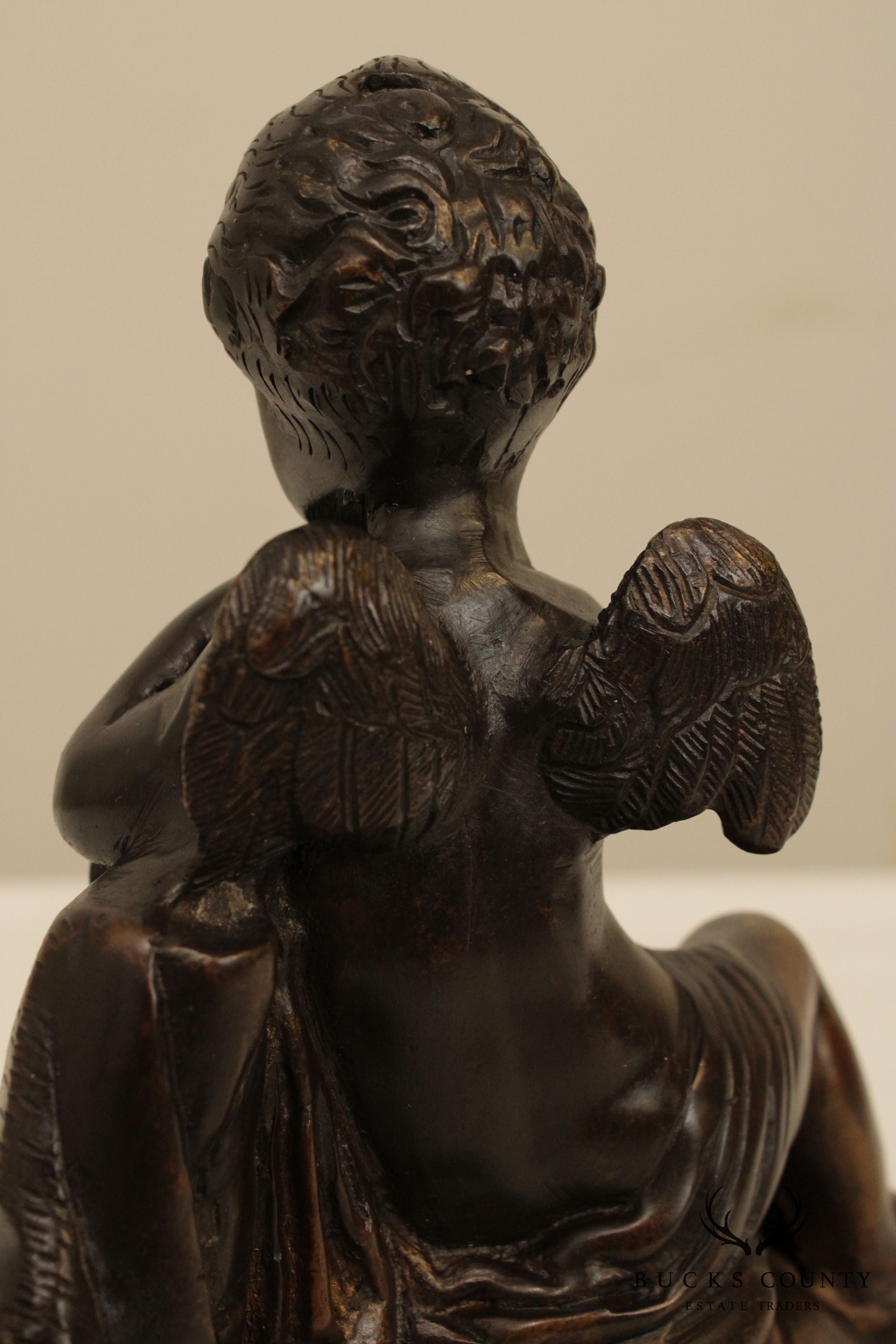 Small Bronze Renaissance Style Statue, Marble Base