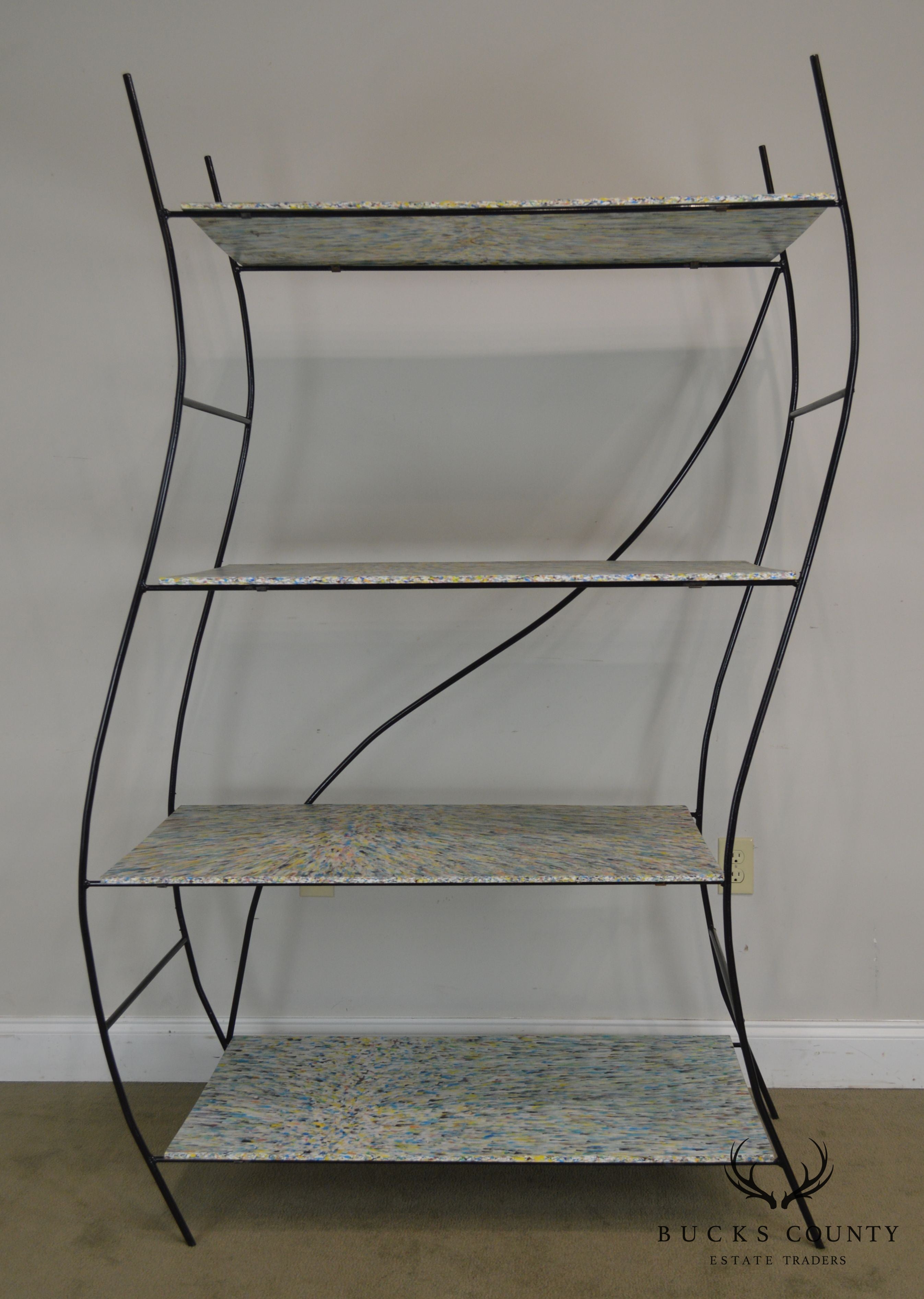 Whimsical Mid Century Modern Iron Etagere Display Rack