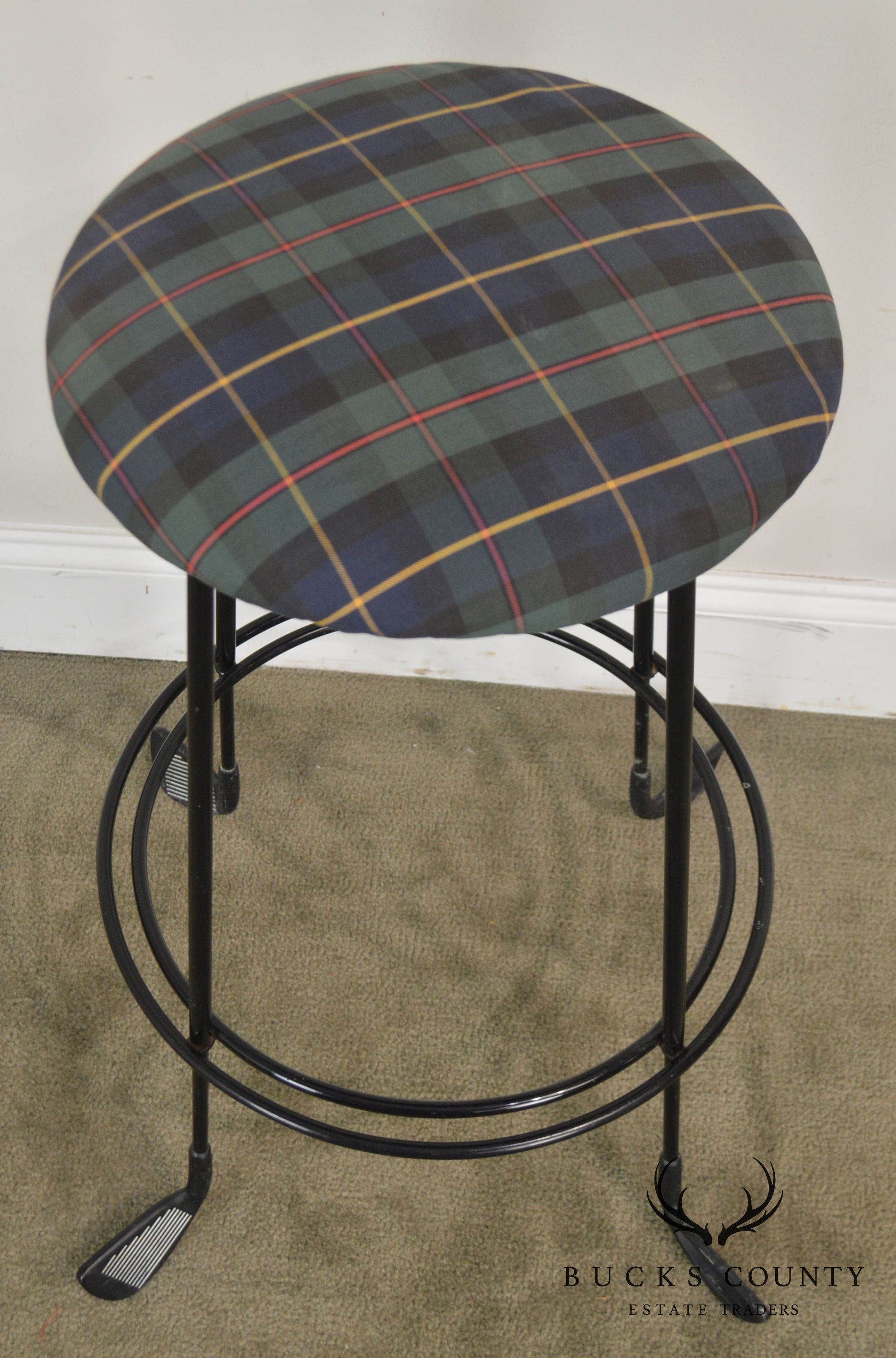 Custom Pair Iron Golf Club Counter Bar Stools