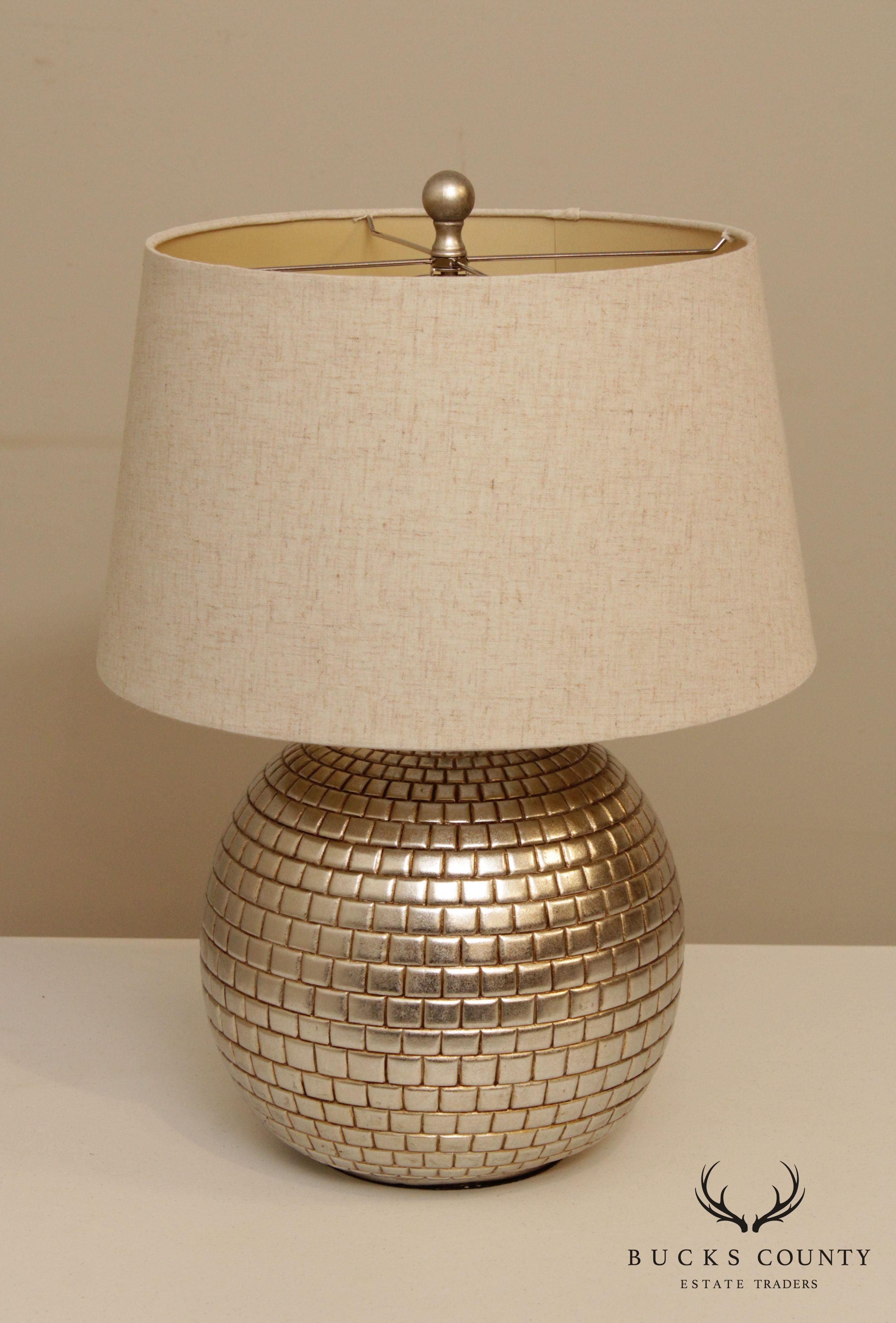 Modern Silver Finish Table Lamp with Shade