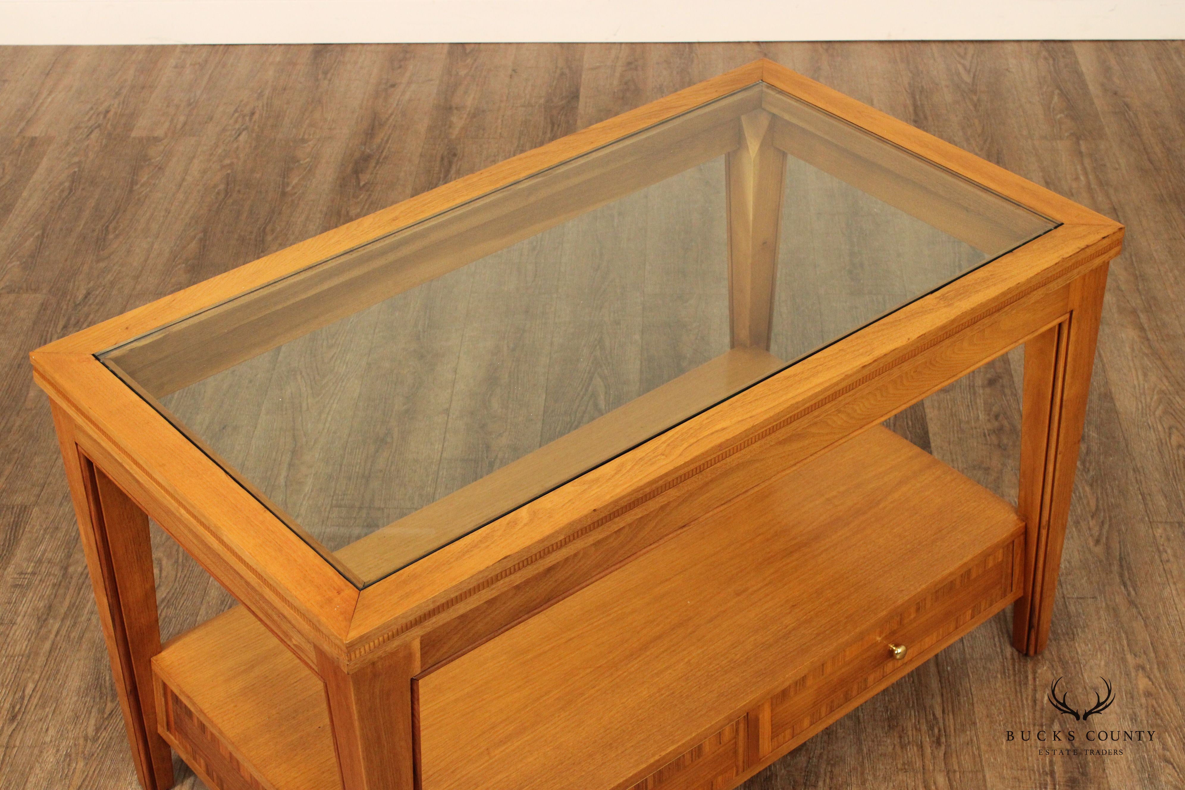 Transitional Two-Tier Glass Top Tall Coffee Table