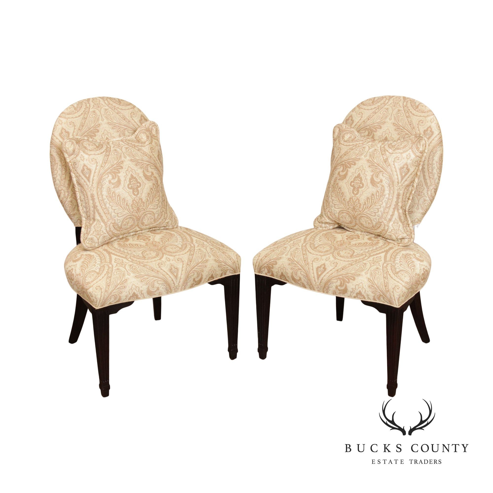 Hepplewhite Style Pair Custom Upholstered Side Chairs