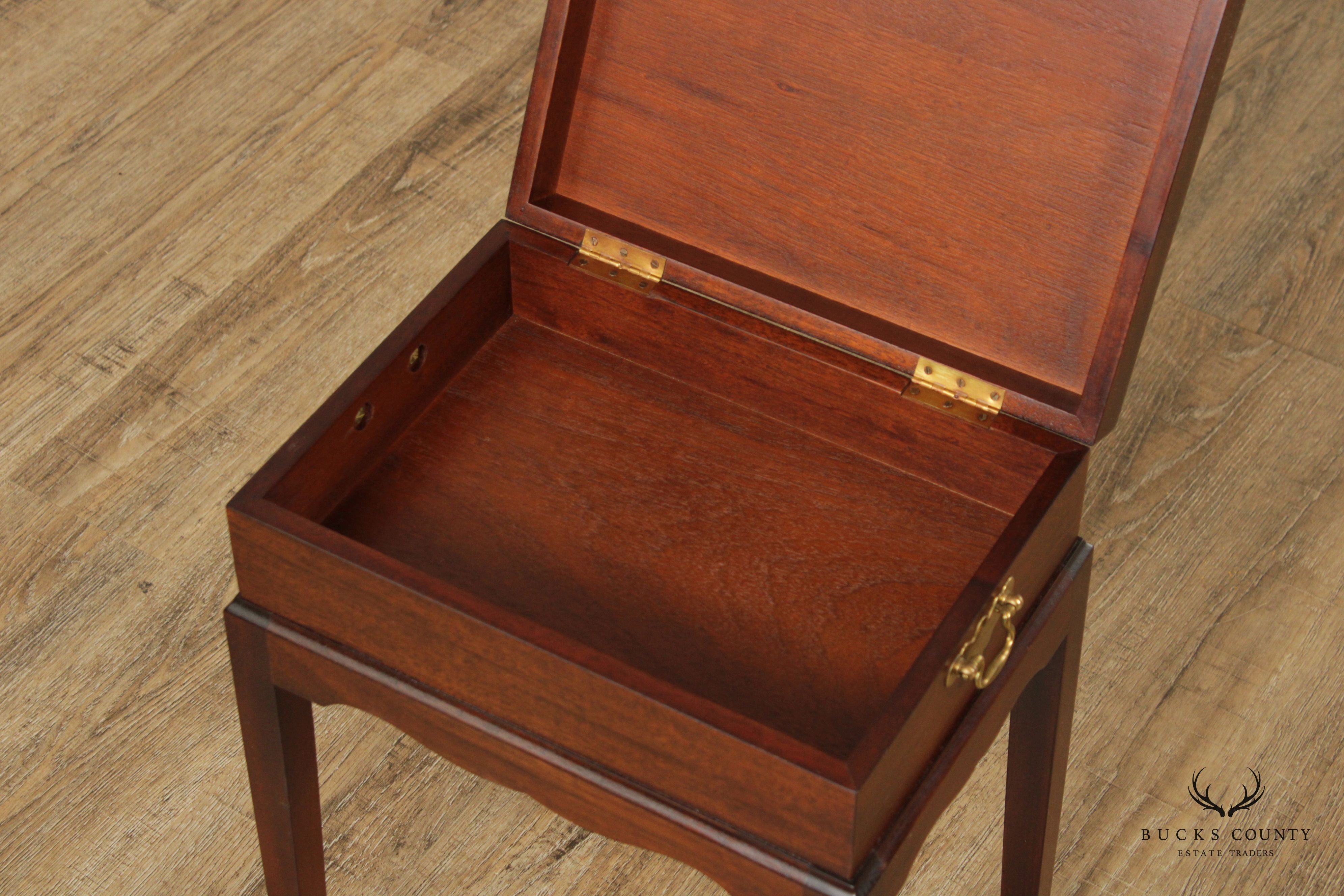 Quality Mahogany Inlaid Box on Stand Side Table