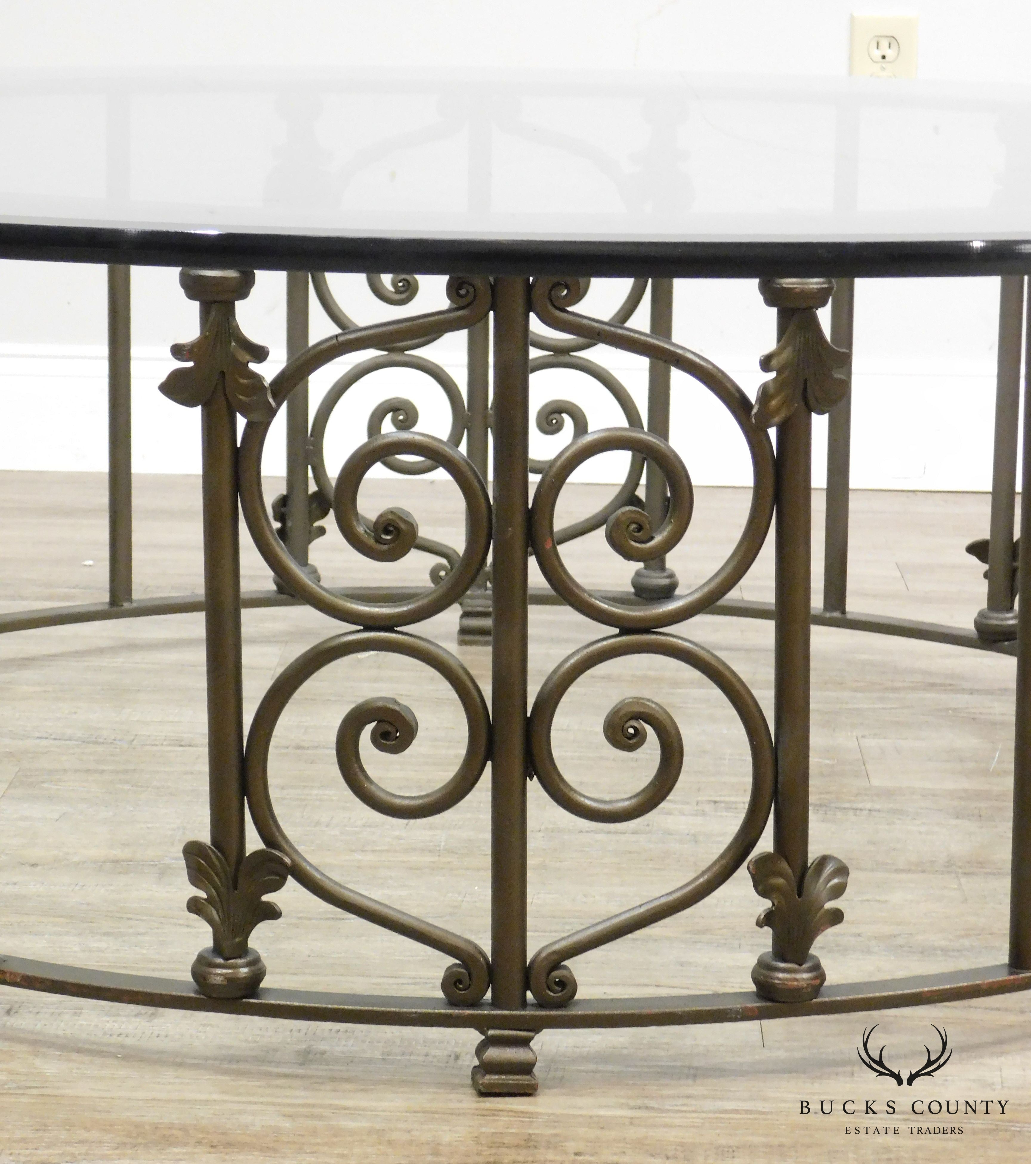 Custom Wrought Iron 60" Glass Top Coffee Table