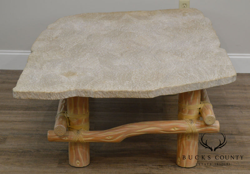 Unusual Faux Branch Large Stone Top Coffee Table