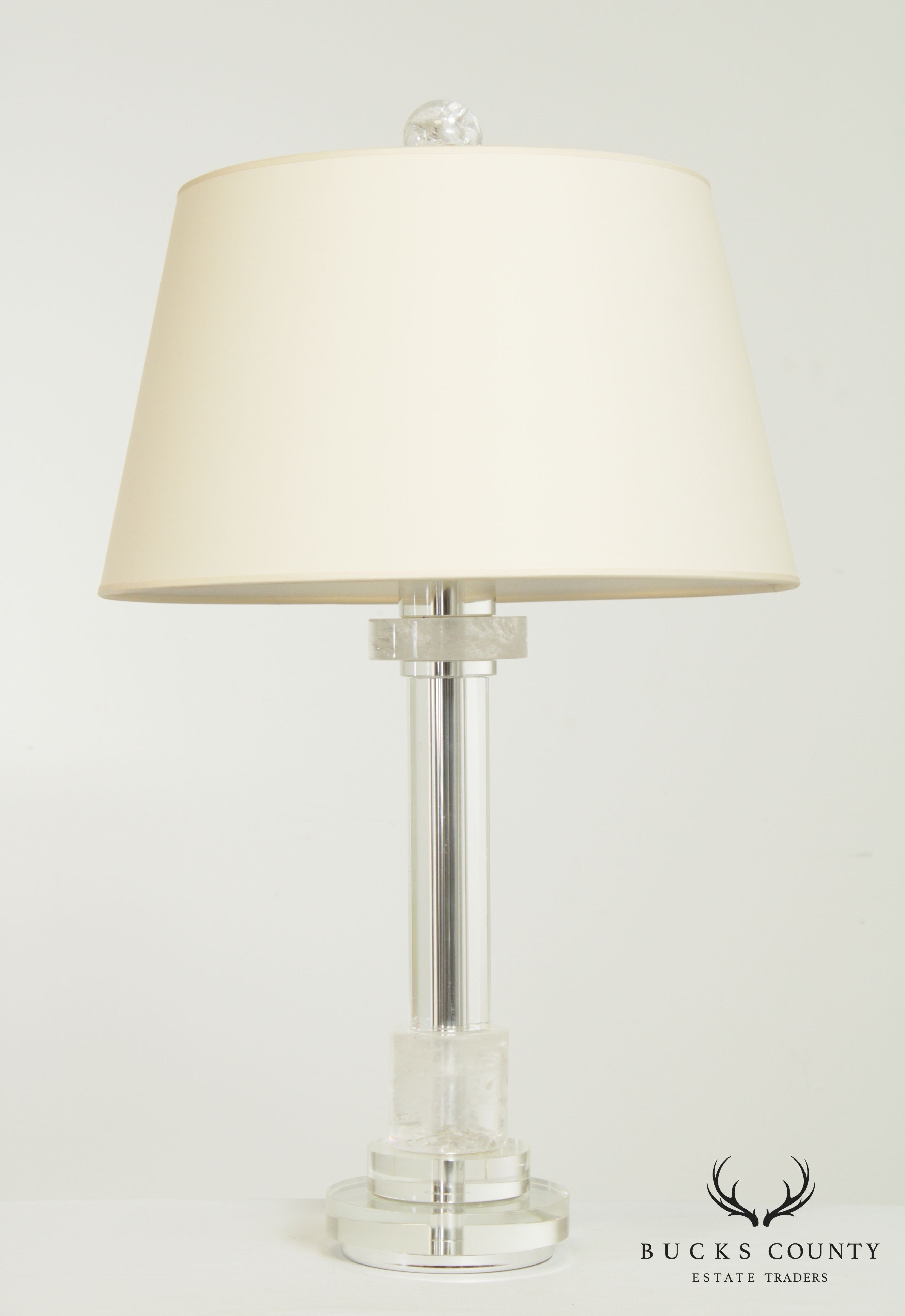 Contemporary Lucite and Quartz Table Lamp