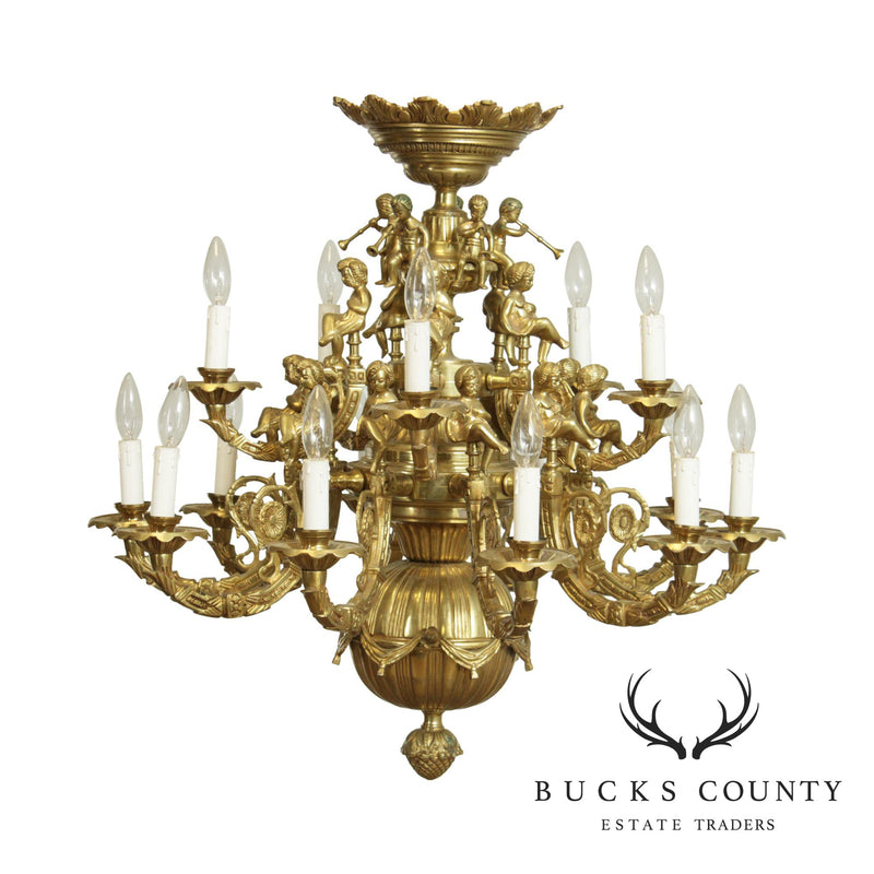Vintage Rococo Style Heavy Brass Figural Putti Chandelier – Bucks County  Estate Traders