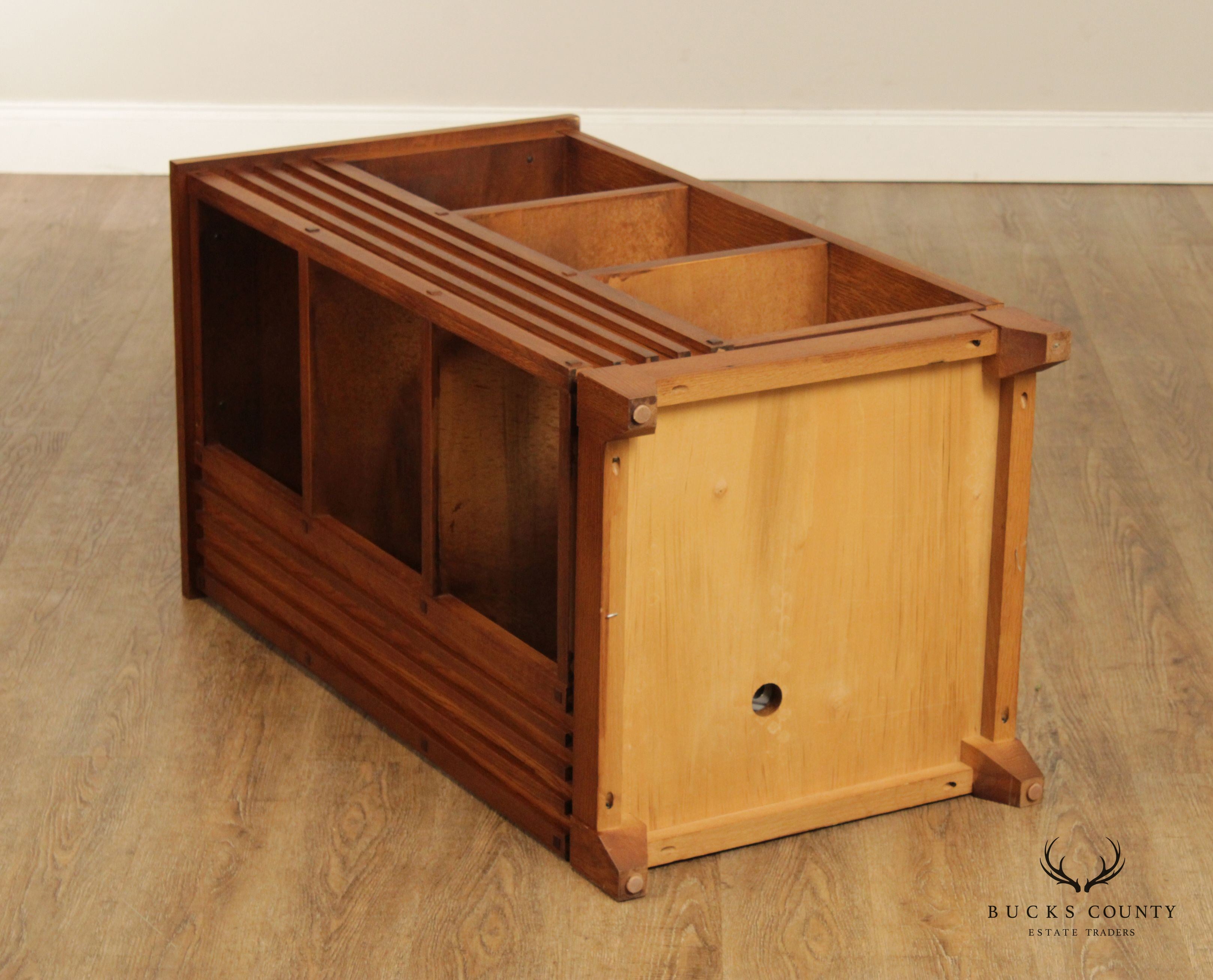 Mission Style Oak Revolving Three Tier Bookcase