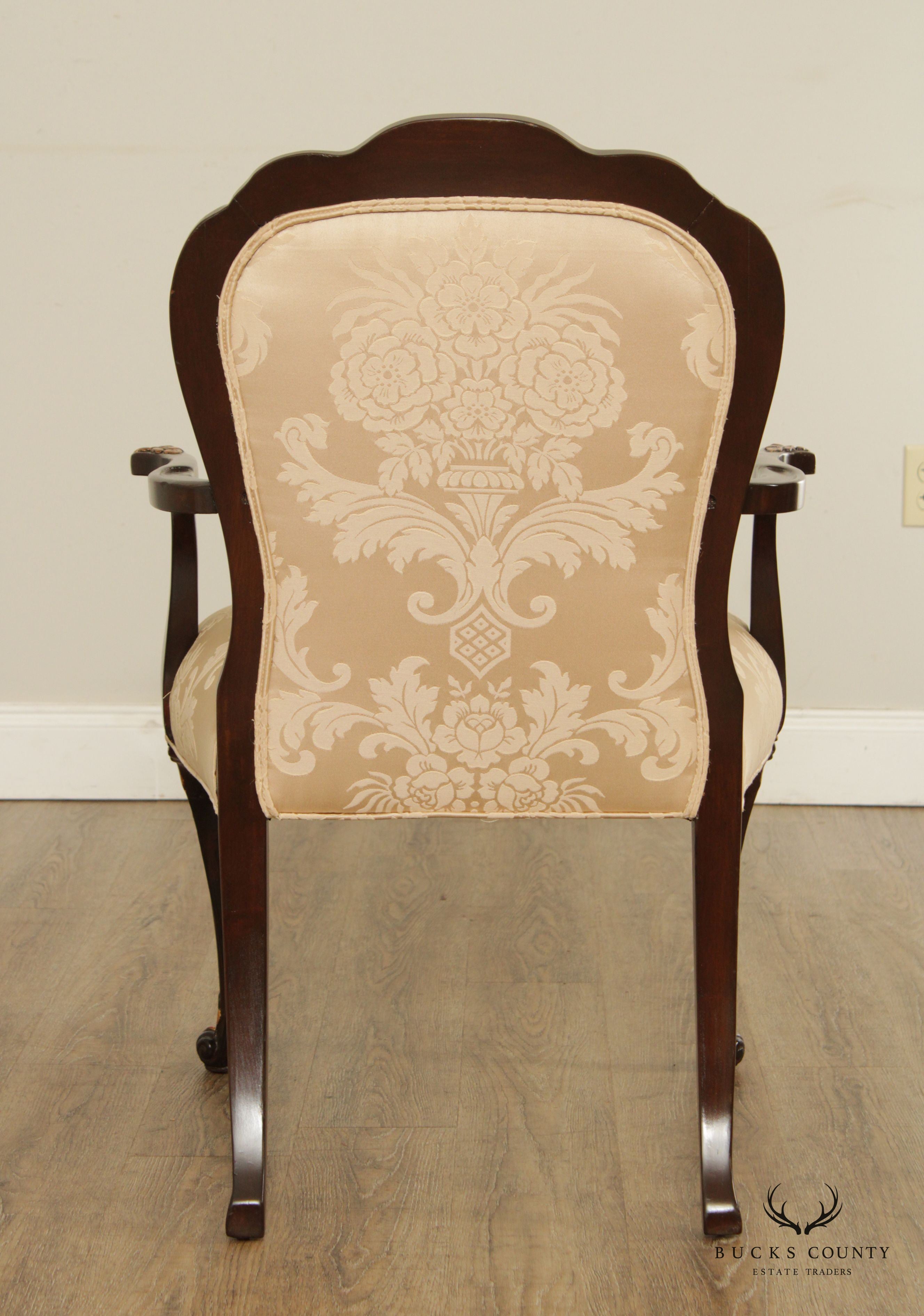 French Louis XV Style Partial Gilt Mahogany Armchair