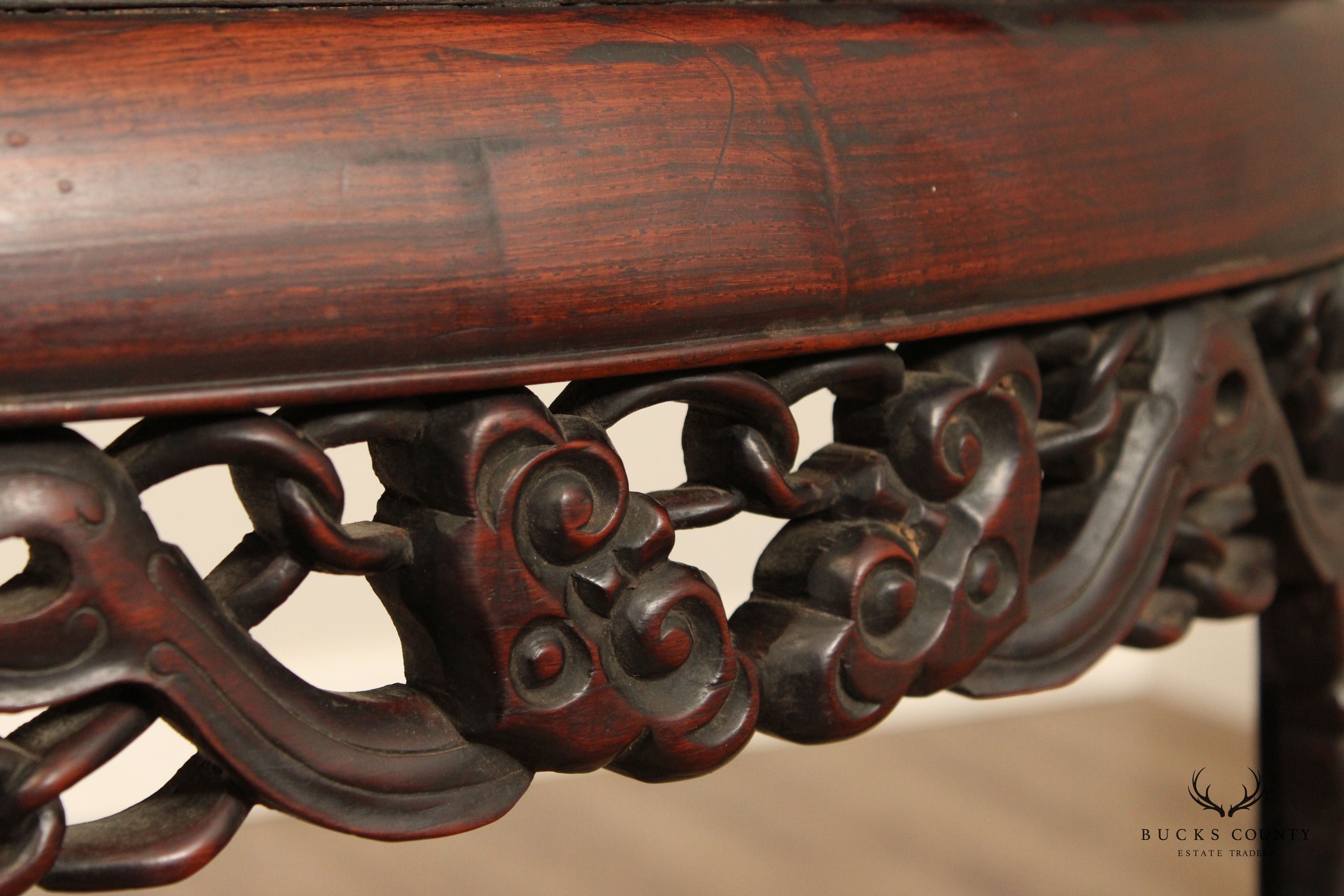 Antique Chinese Huanghuali Hardwood Demilune Console Table