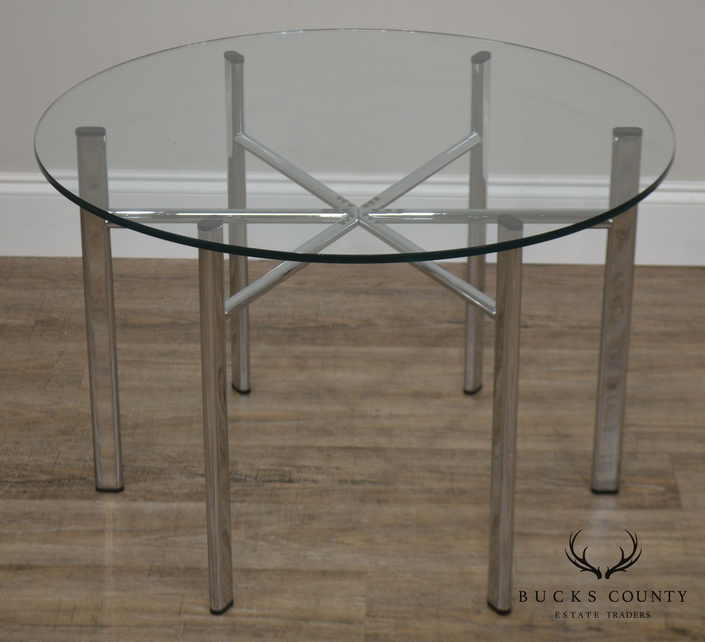 Round Glass Top Side Table w/ Chrome Base