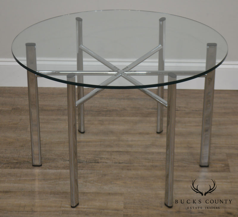 Round Glass Top Side Table w/ Chrome Base