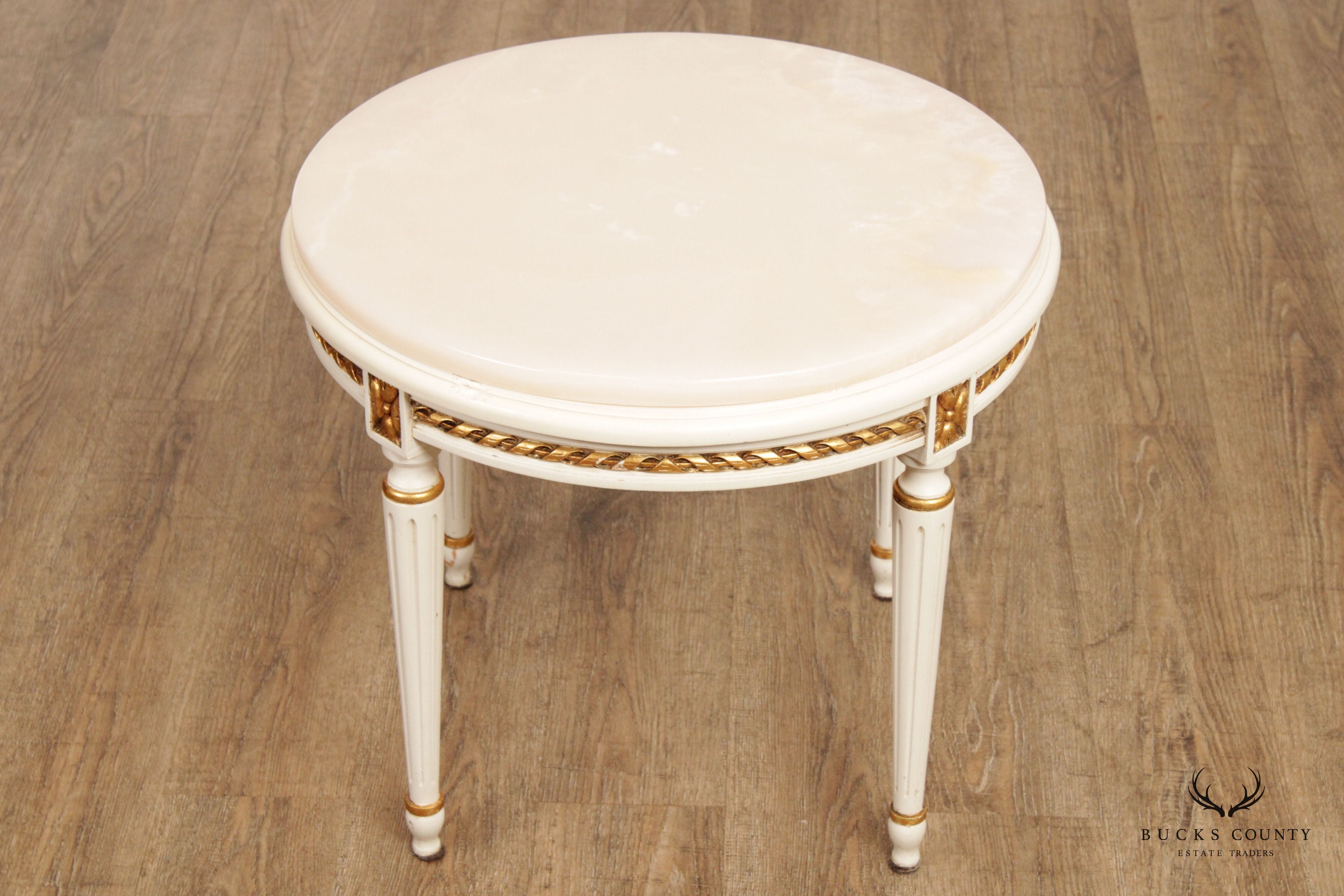 Italian Louis XVI Style Onyx Top Side Table