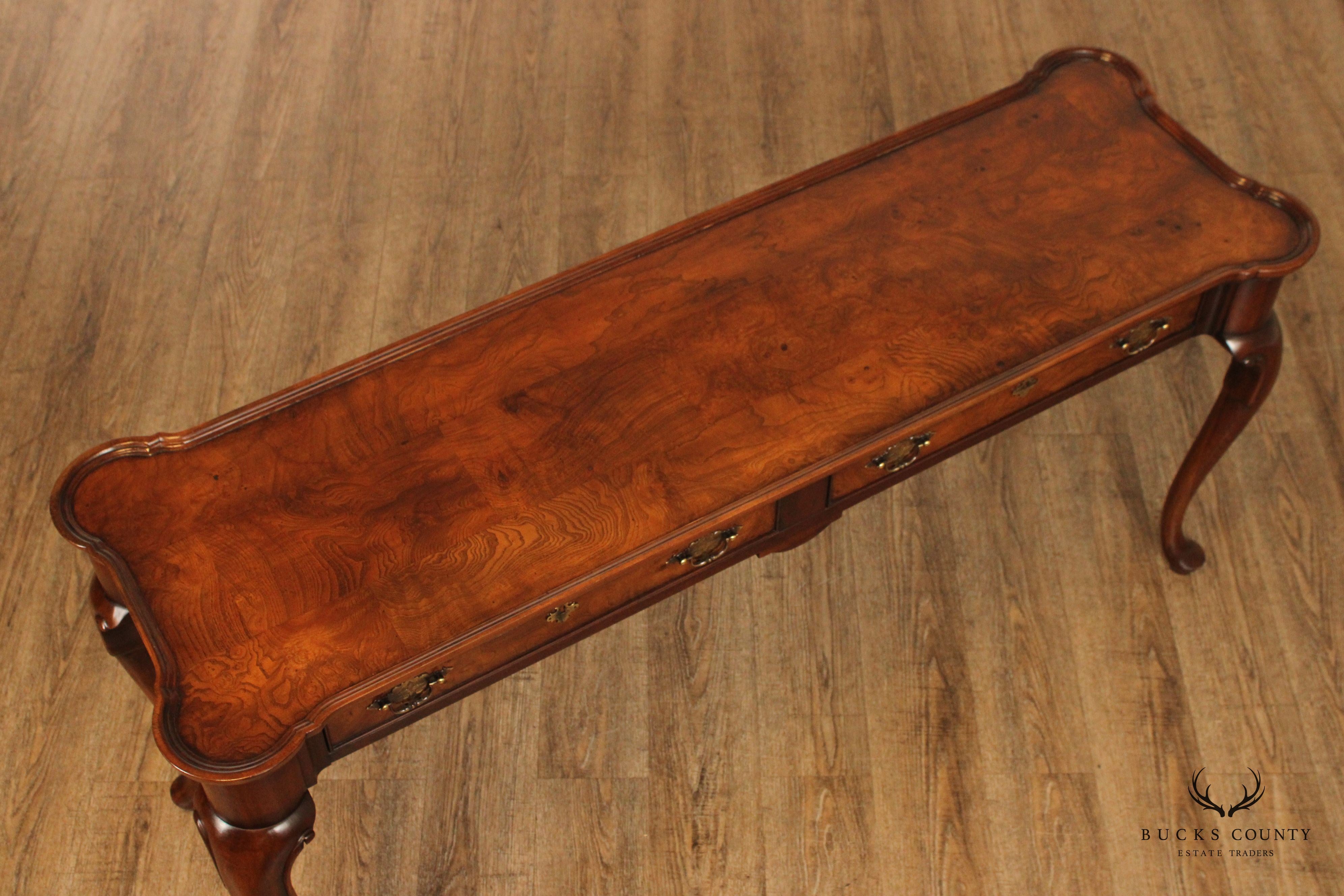 Hekman Queen Anne Style Walnut Console or Sofa Table