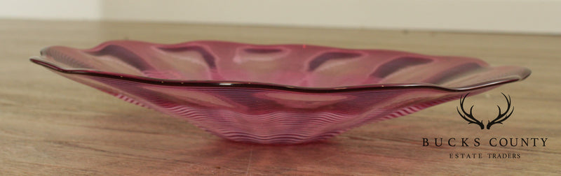 Chatham Glass Co. Hand Blown Cranberry Art Glass Plate 1980