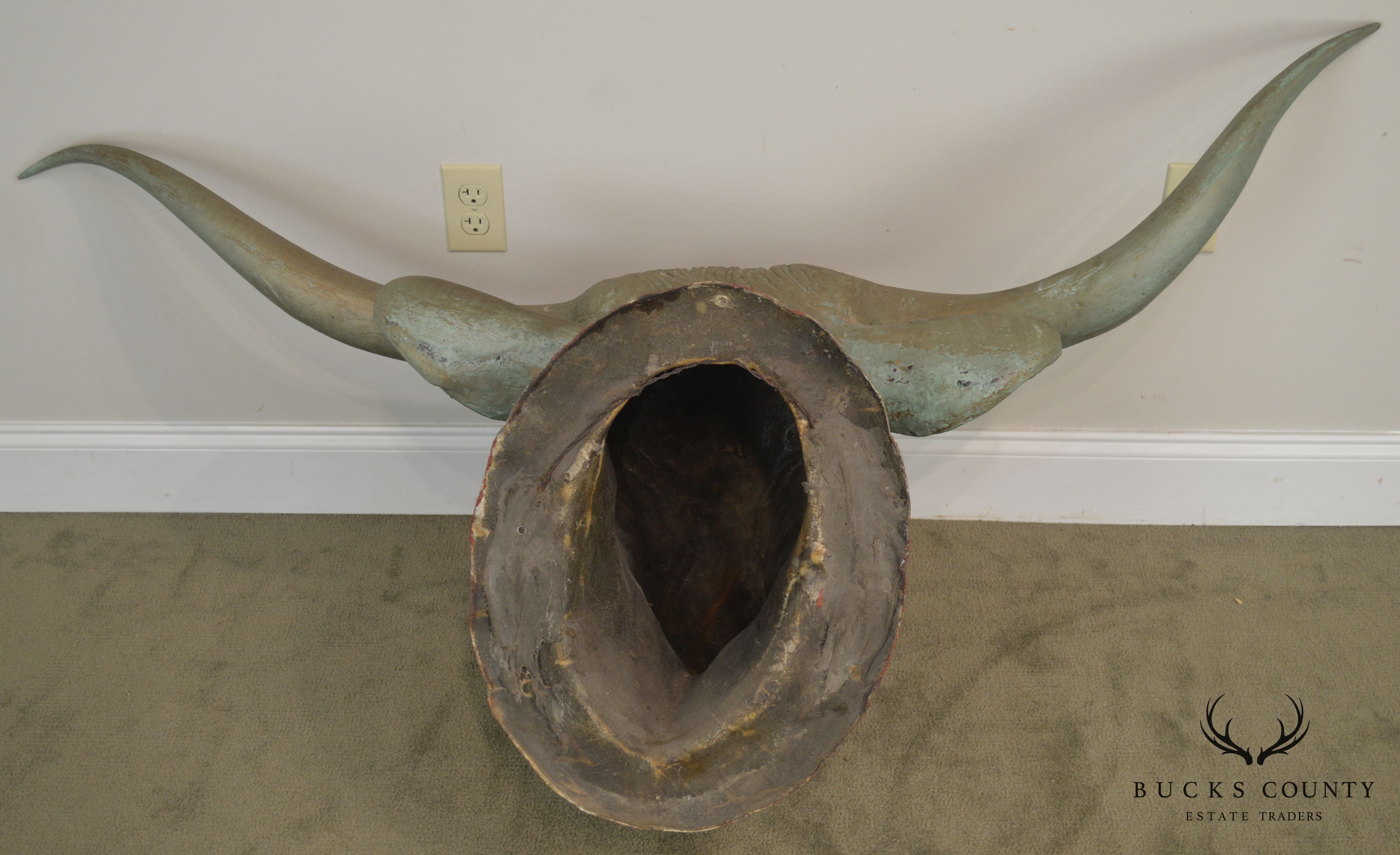 1960's Vintage Life Size Fiberglass Bull Head Wall Mount